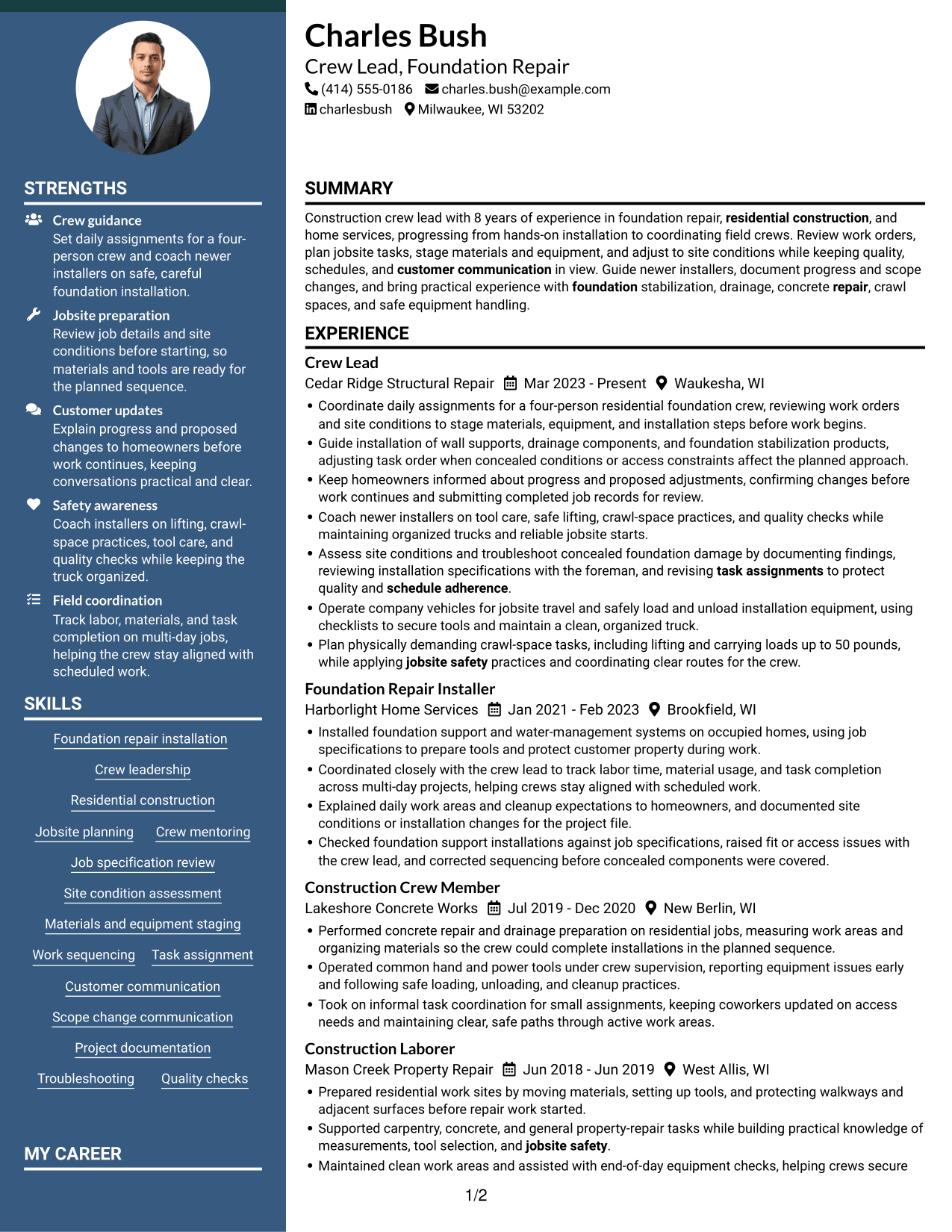 Resume example — page 1