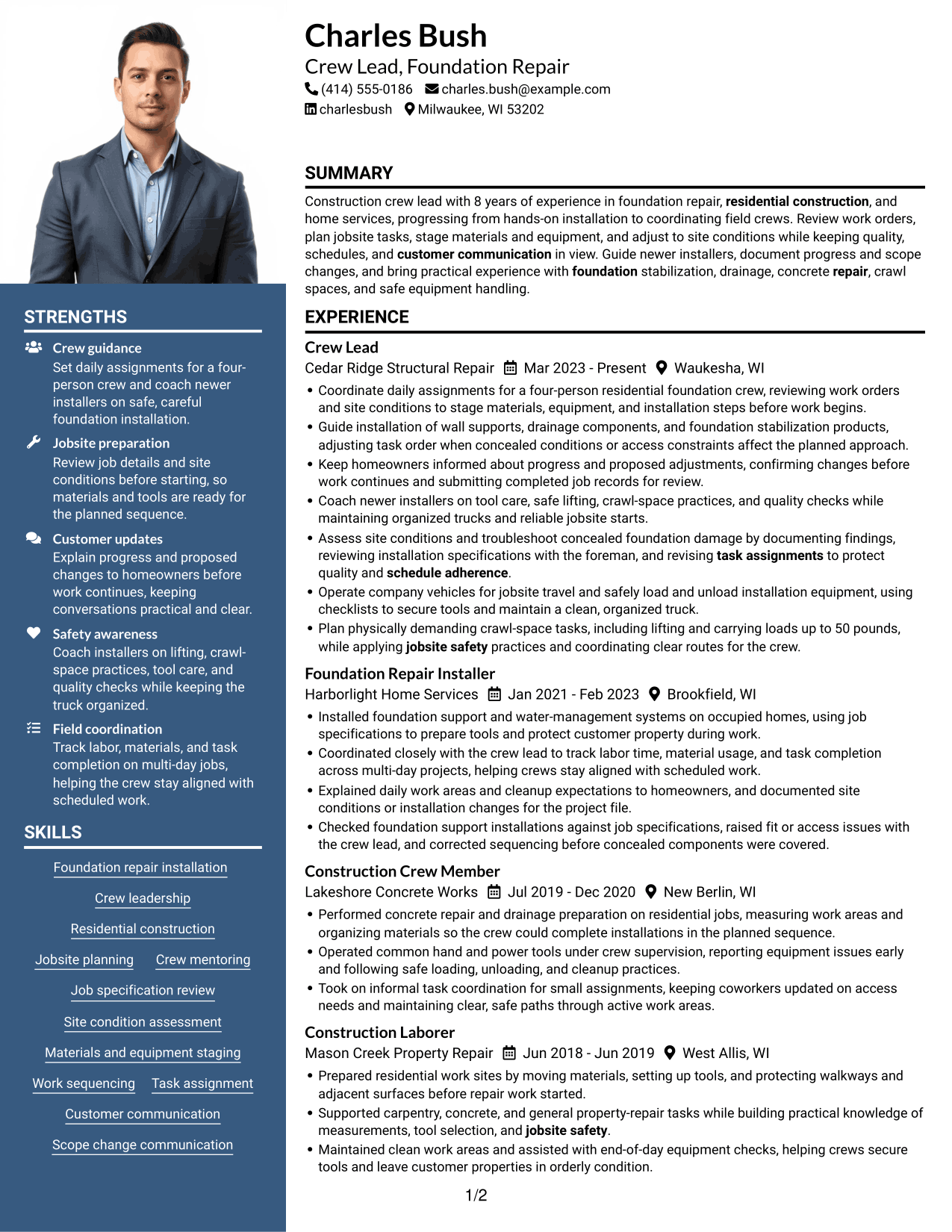 Resume example — page 1