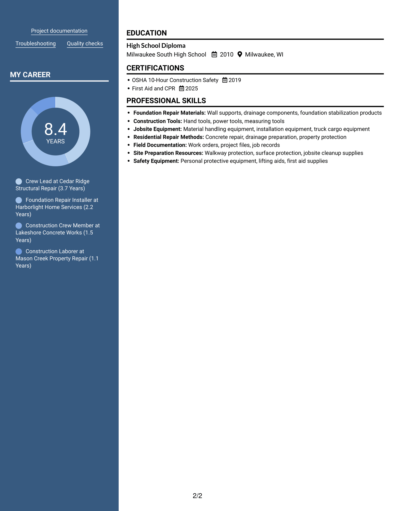 Resume example — page 2