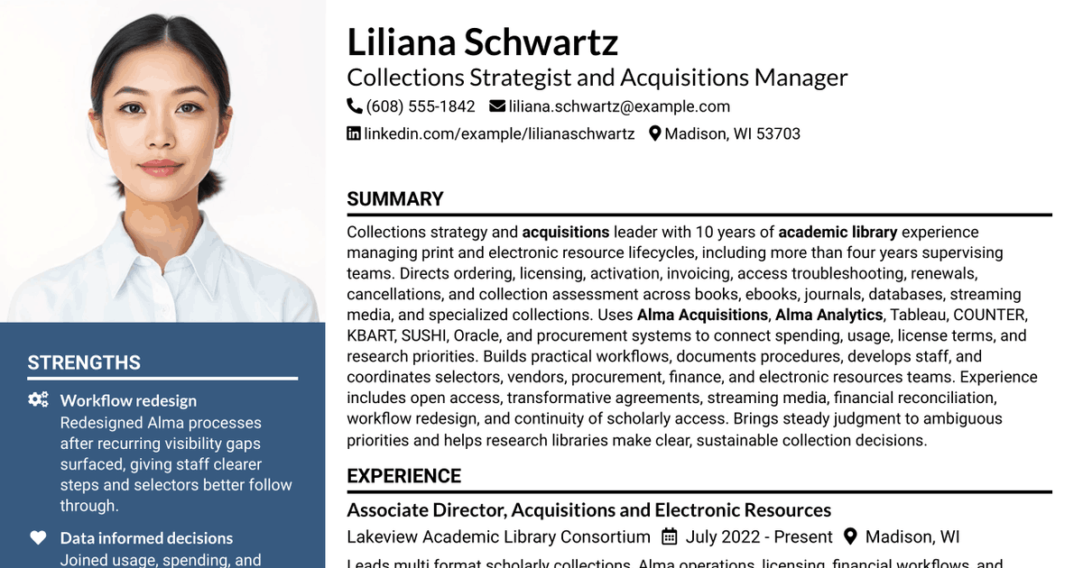 7 Collections Strategist and Acquisitions Manager Resume Templates with Example