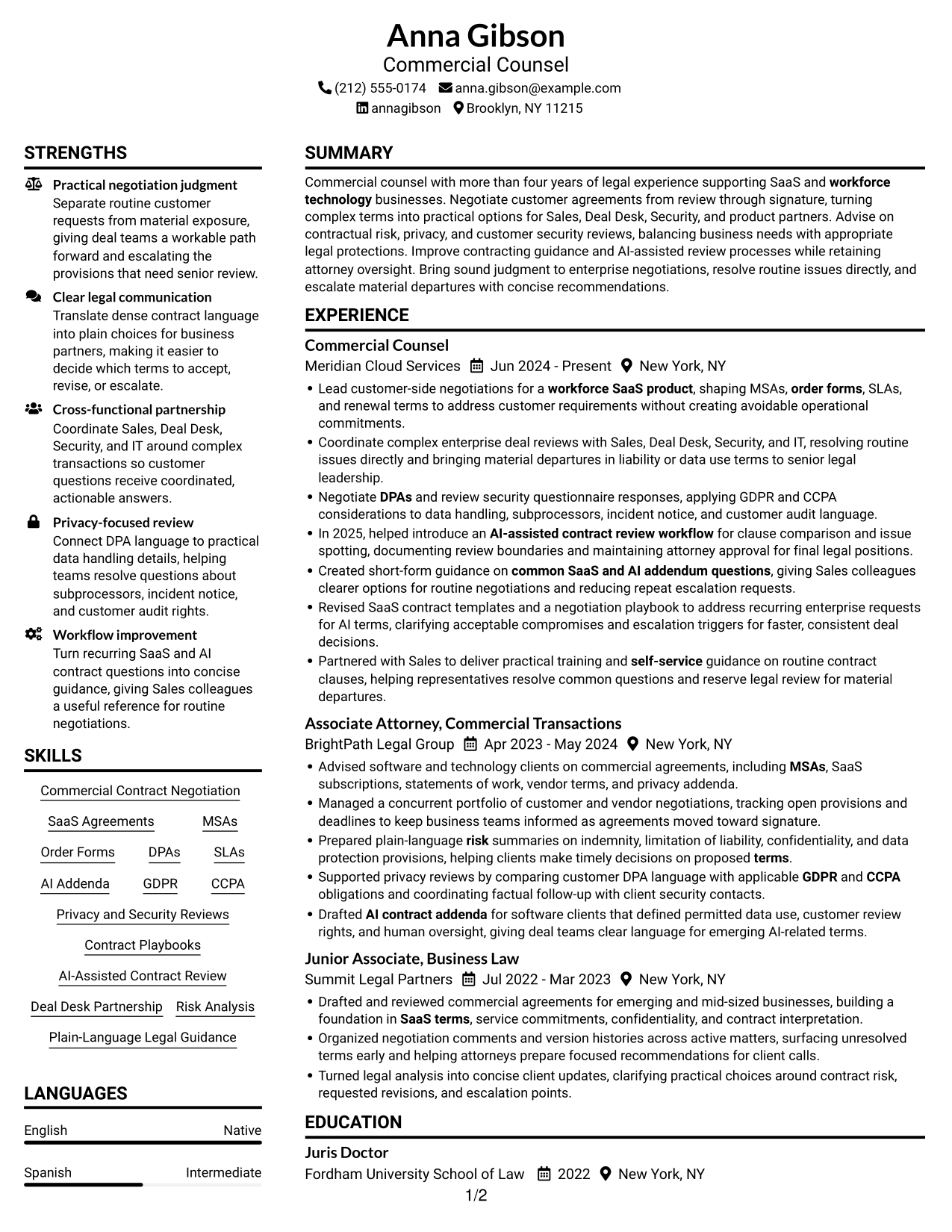 Resume example — page 1