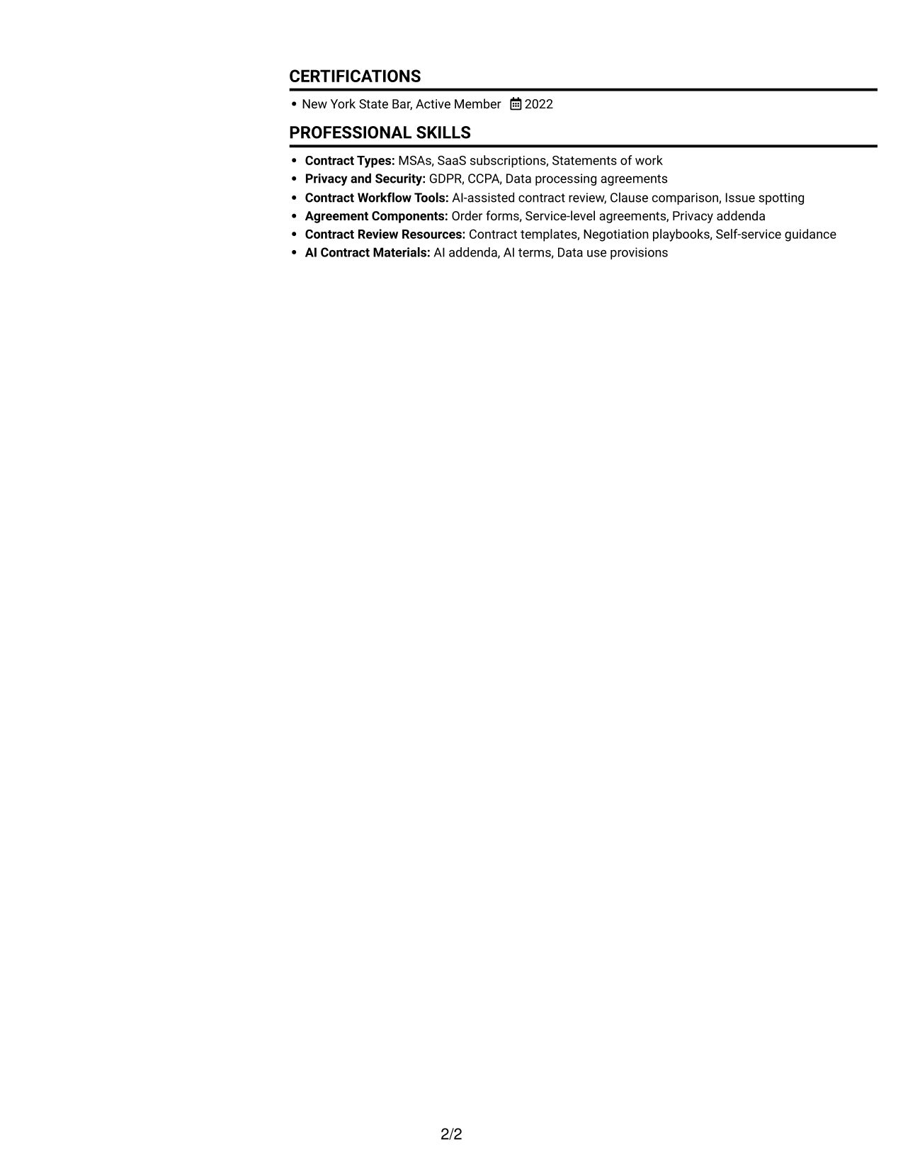 Resume example — page 2