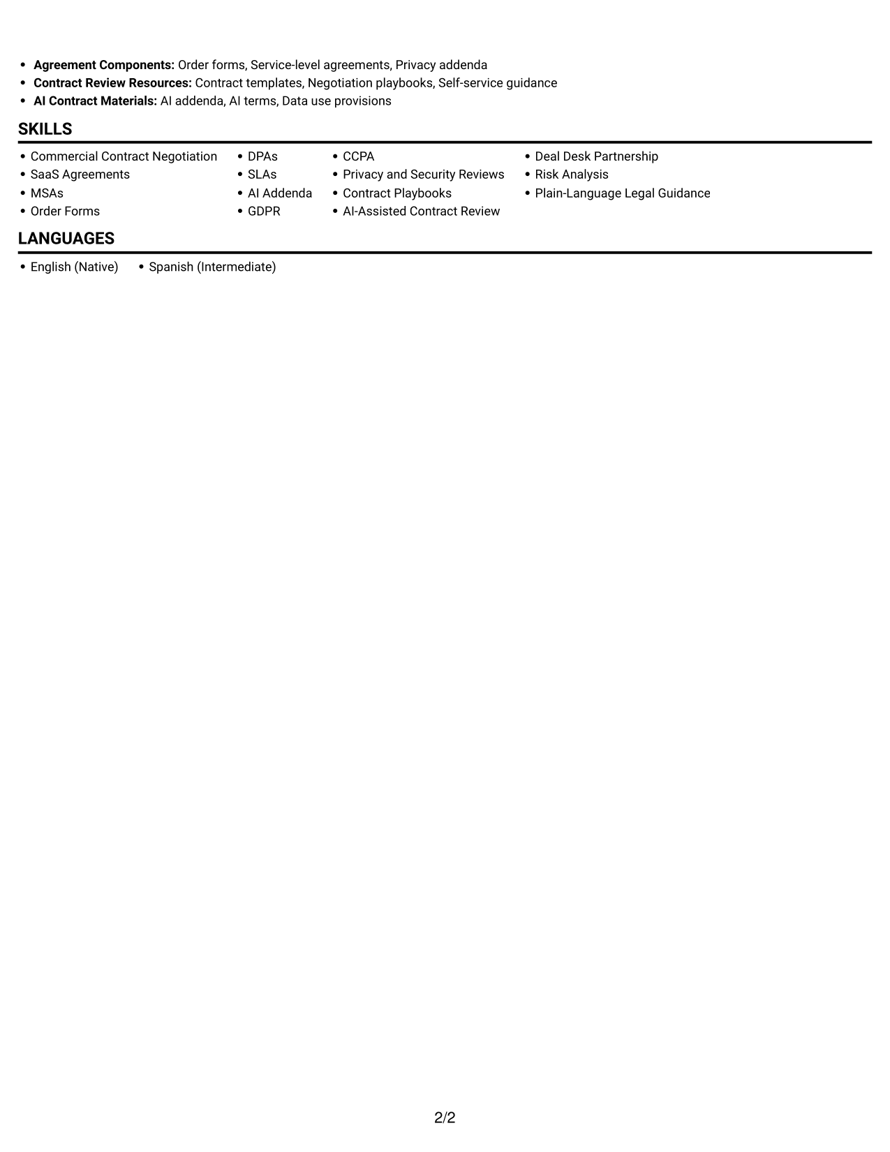 Resume example — page 2