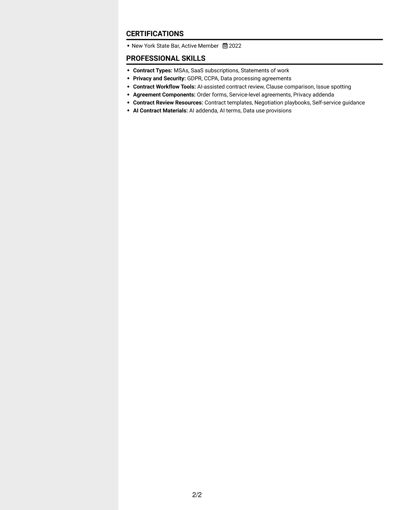 Resume example — page 2