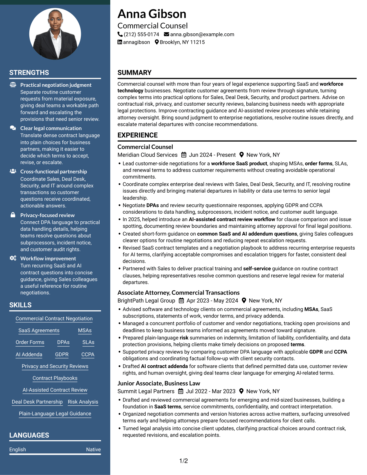 Resume example — page 1