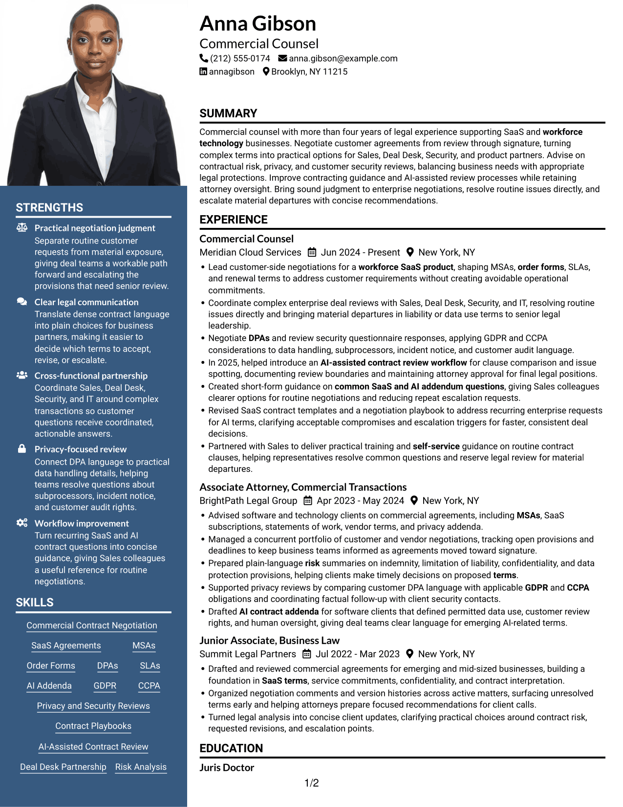 Resume example — page 1