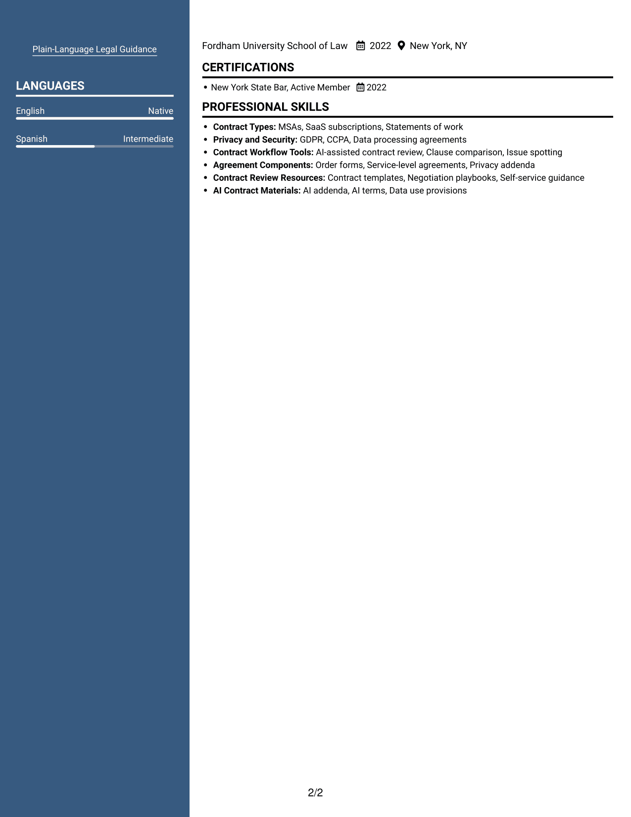 Resume example — page 2