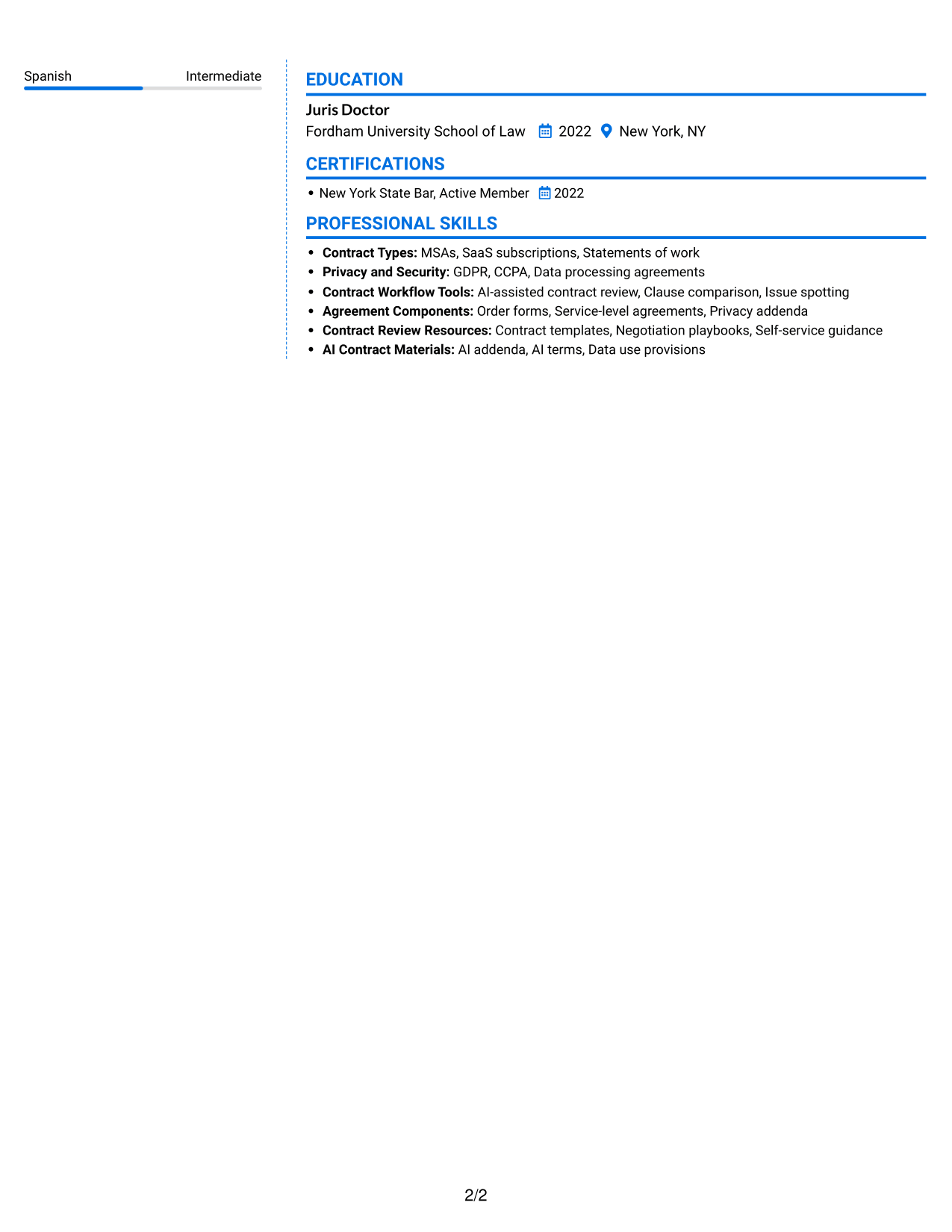 Resume example — page 2