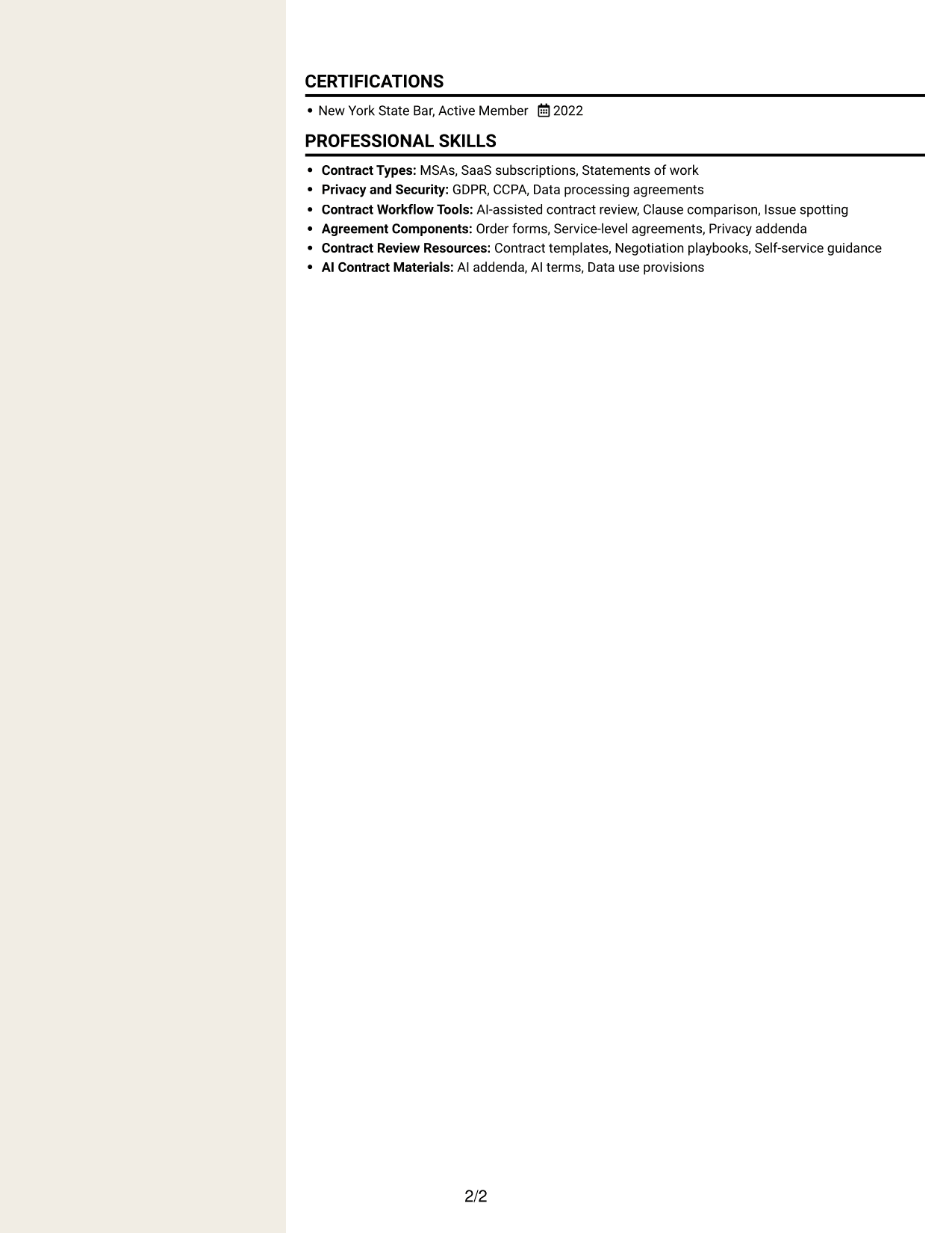 Resume example — page 2