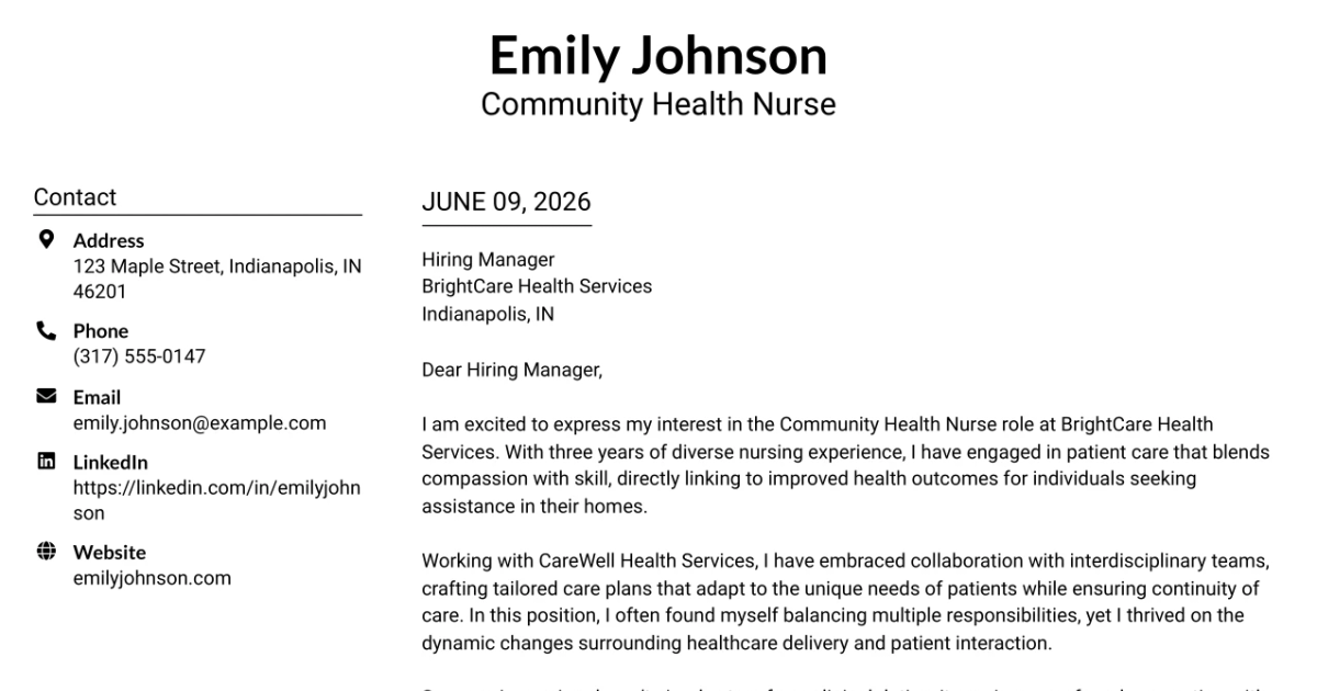 30+ Community Health Nurse Cover Letter Templates with Example 2026