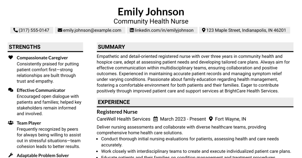 33 Community Health Nurse Resume Templates with Example 2026 (ATS-Optimized)