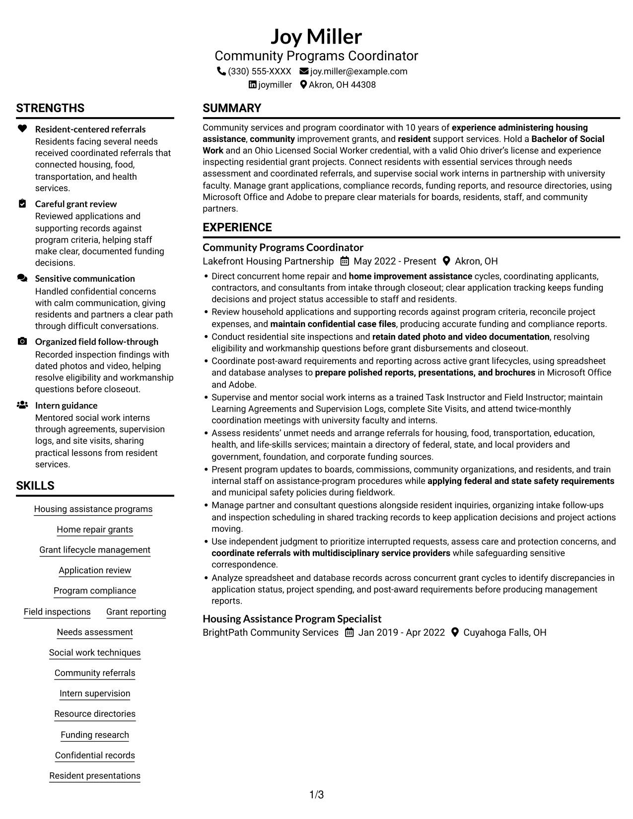 Resume example — page 1