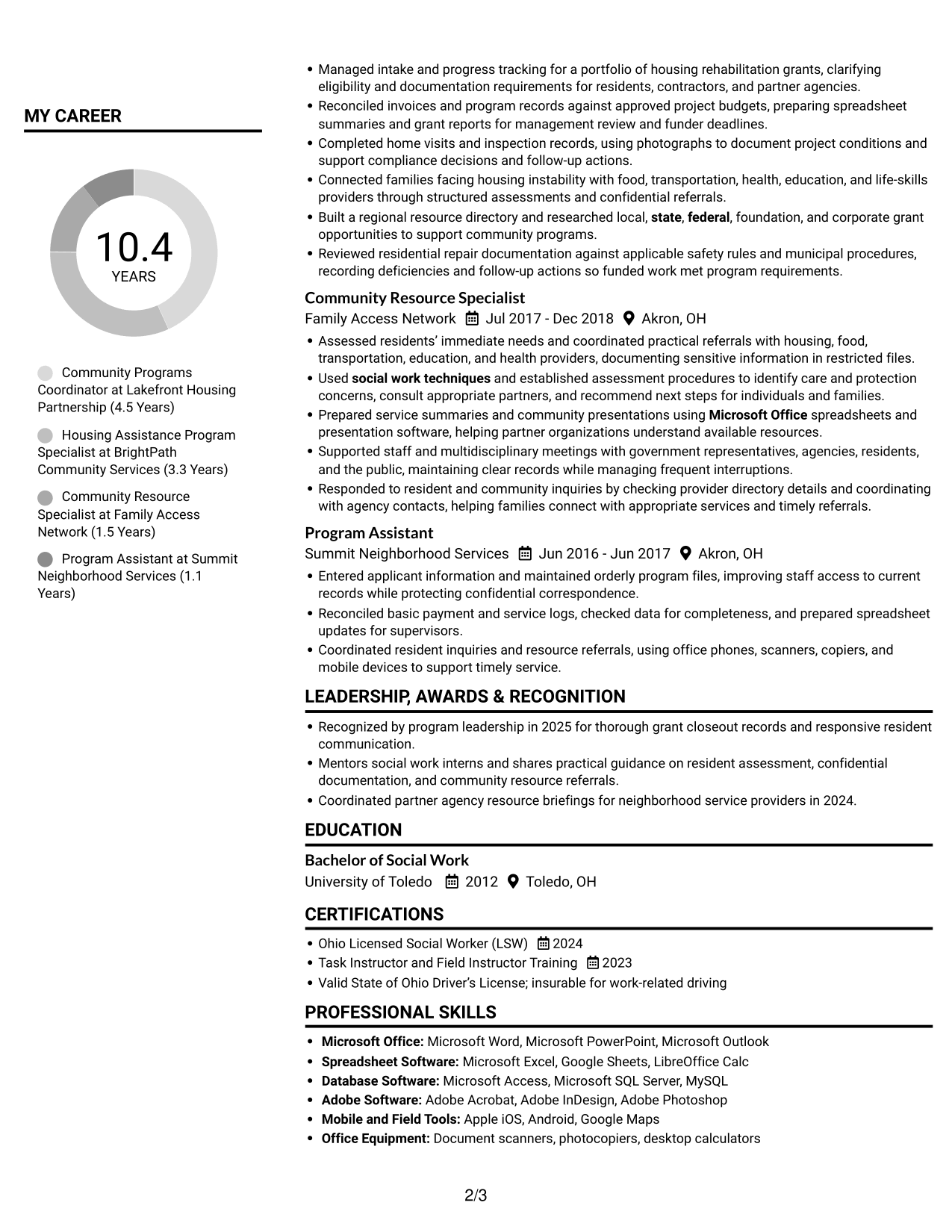Resume example — page 2