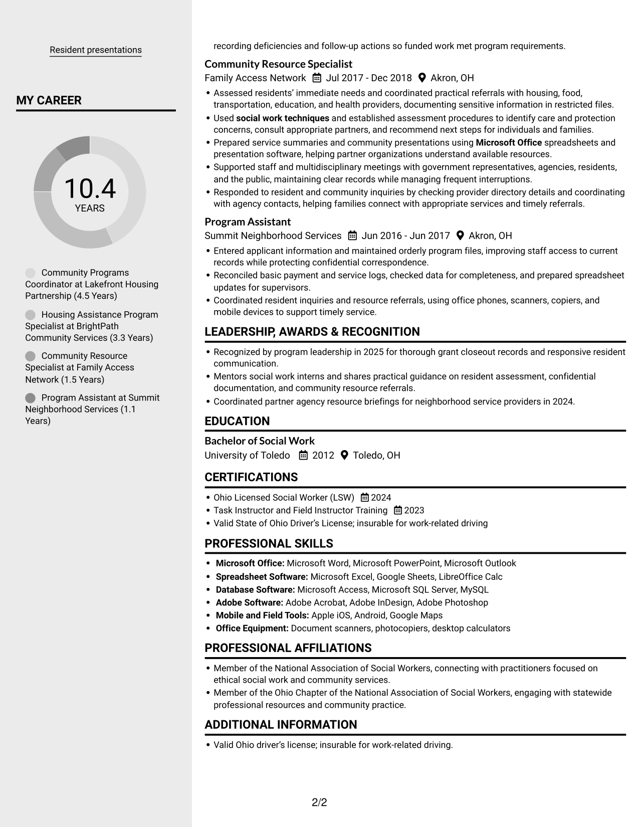 Resume example — page 2