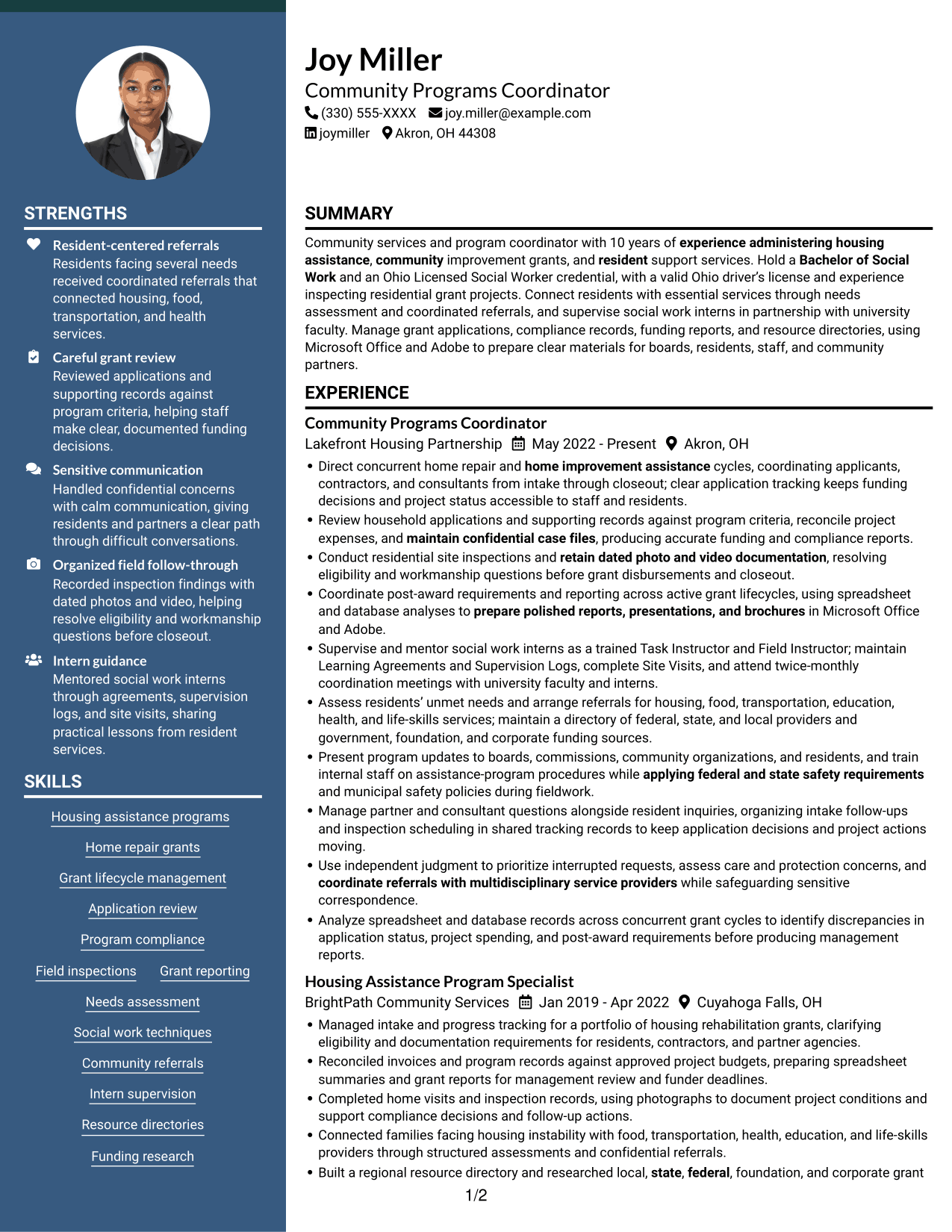 Resume example — page 1
