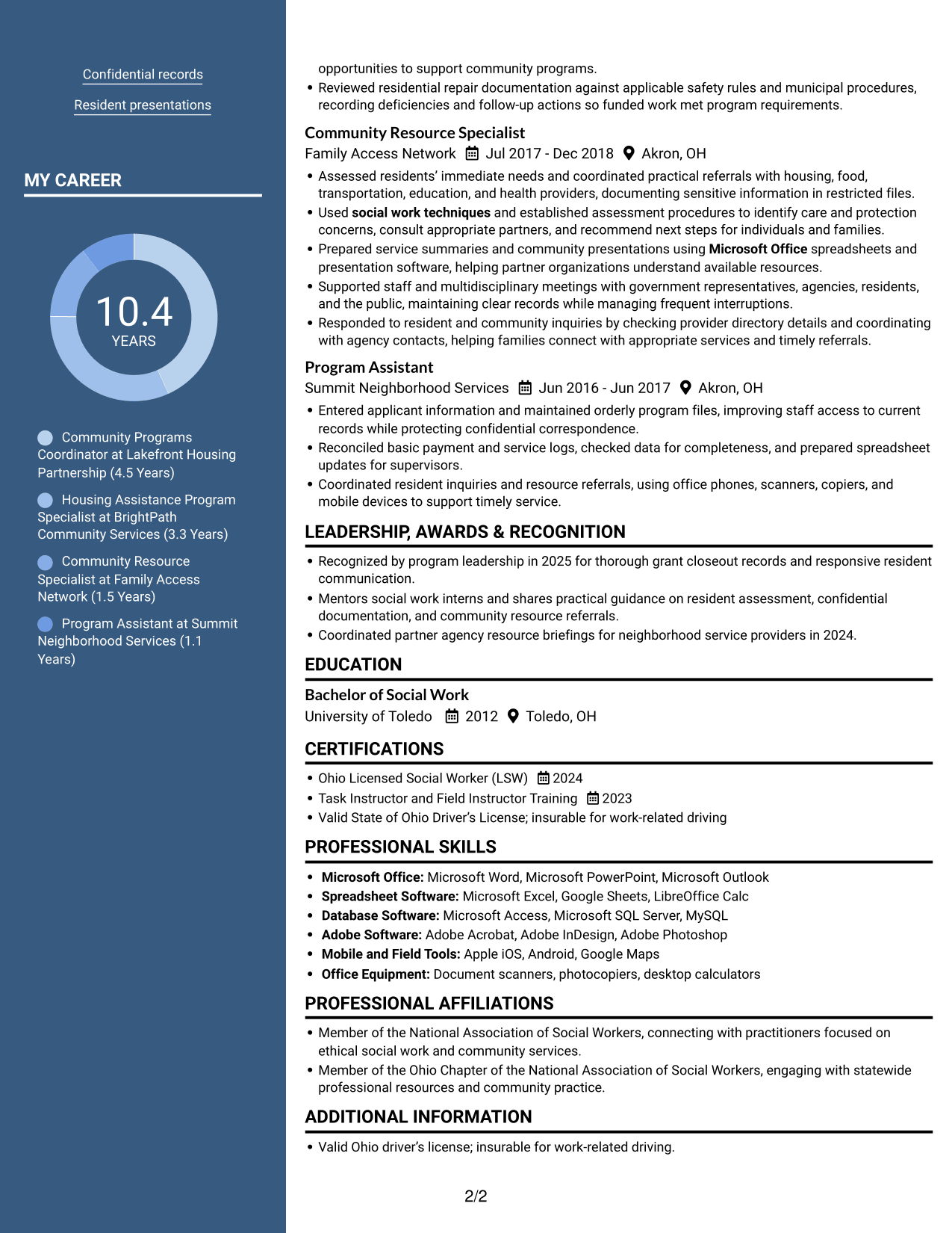 Resume example — page 2