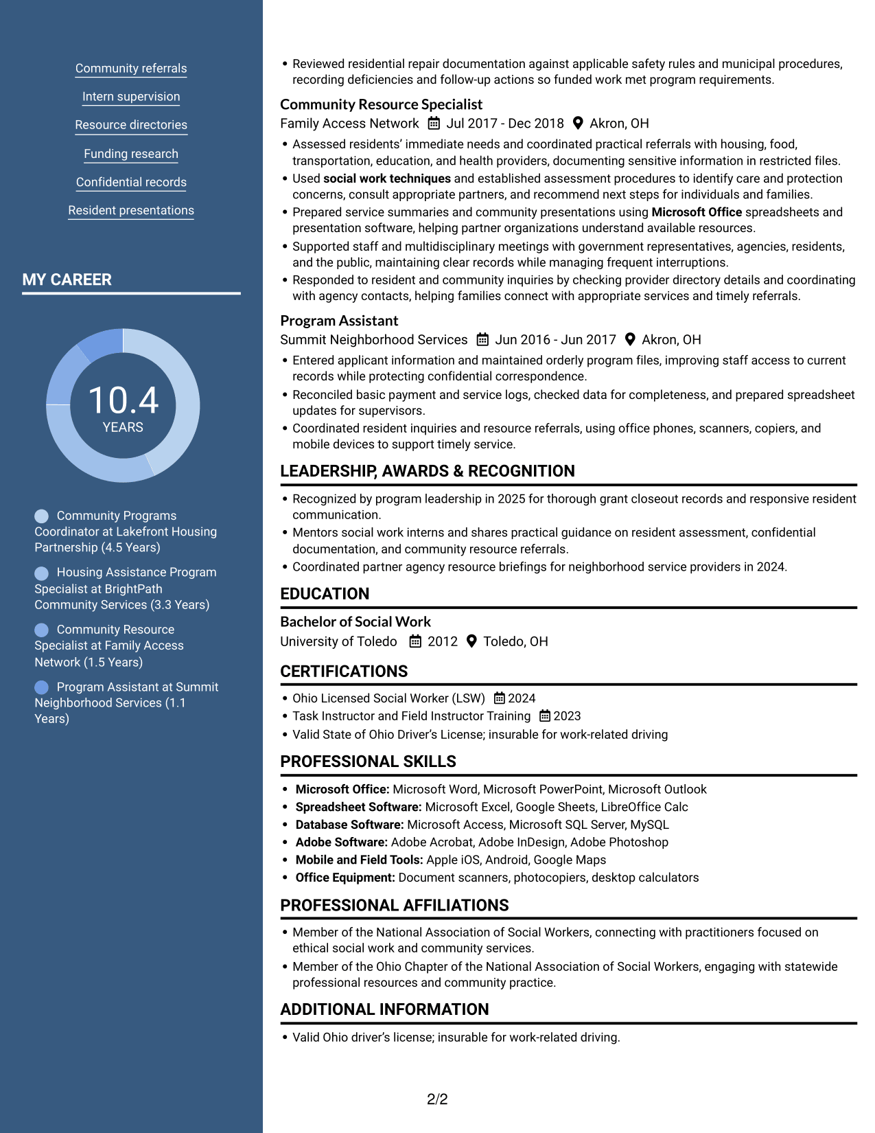 Resume example — page 2