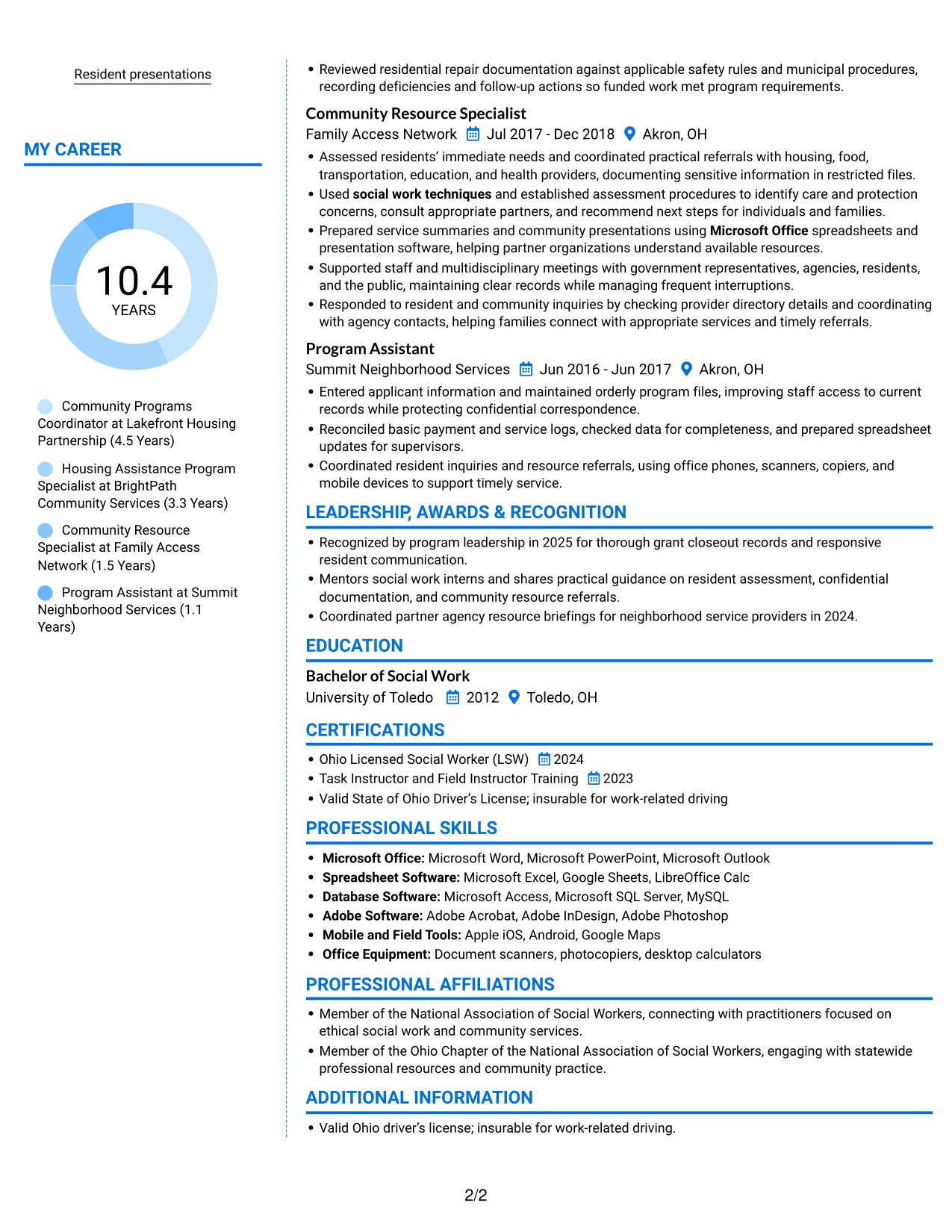 Resume example — page 2