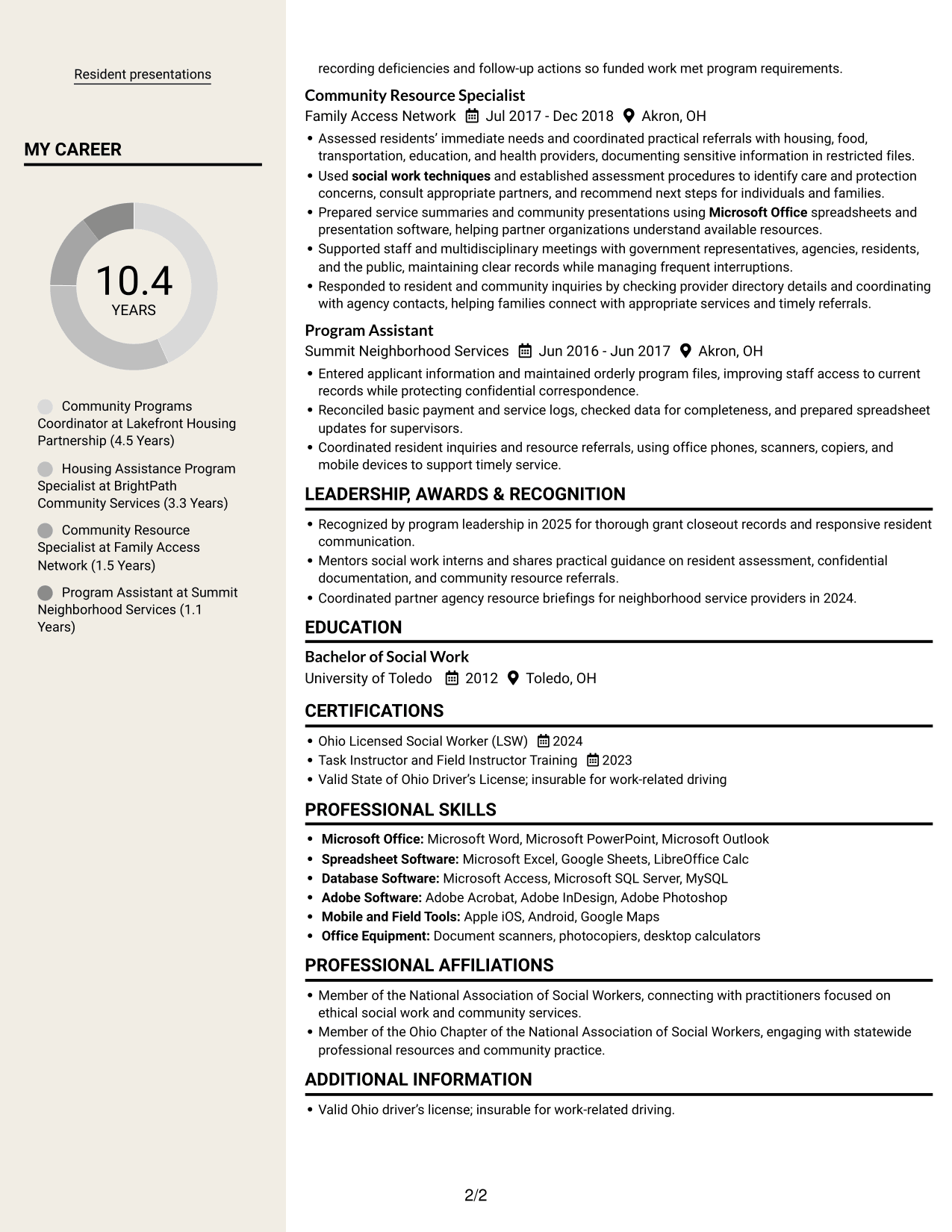 Resume example — page 2