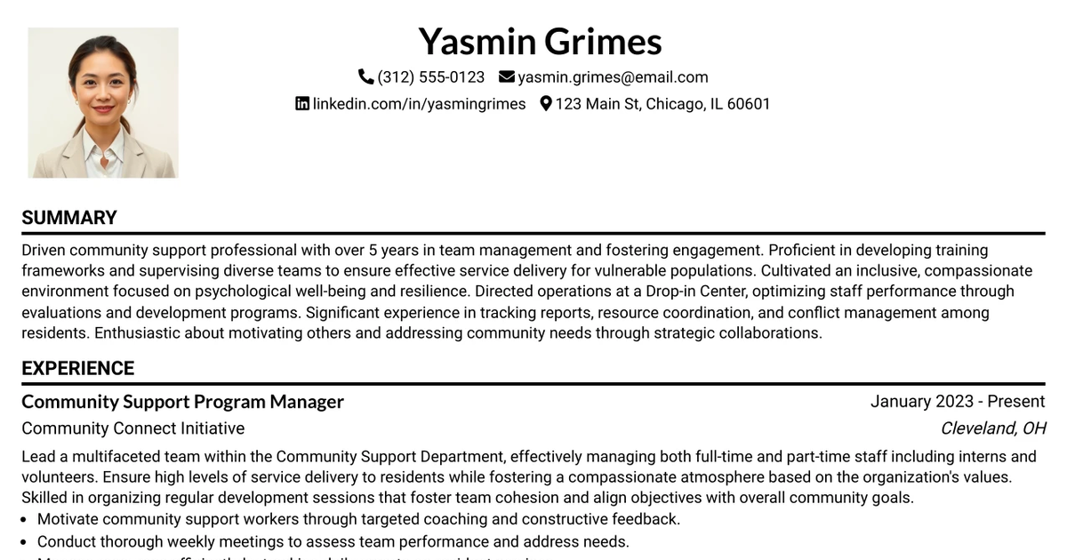 33 Community Support Program Manager Resume Templates with Example 2026 (ATS-Optimized)
