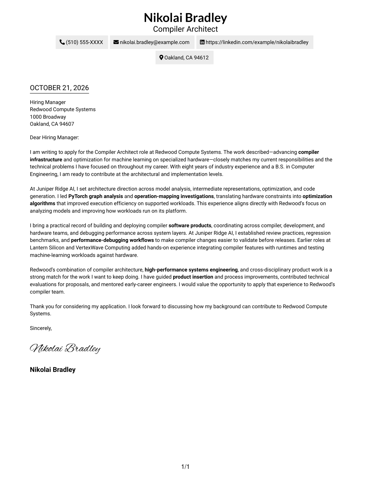 Cover letter example — page 1
