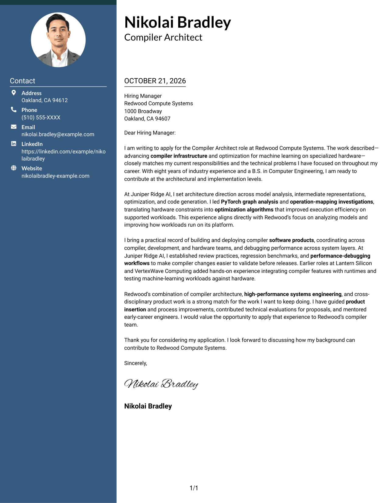 Cover letter example — page 1