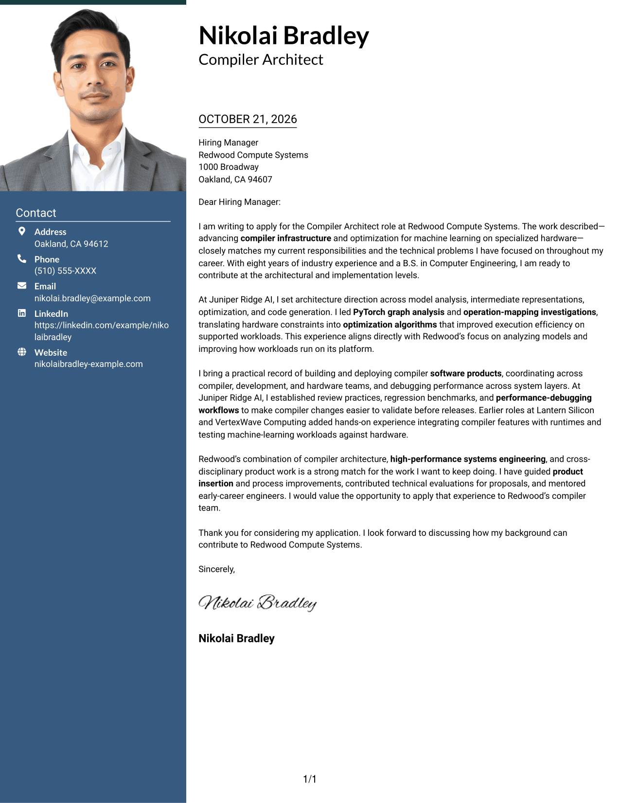 Cover letter example — page 1