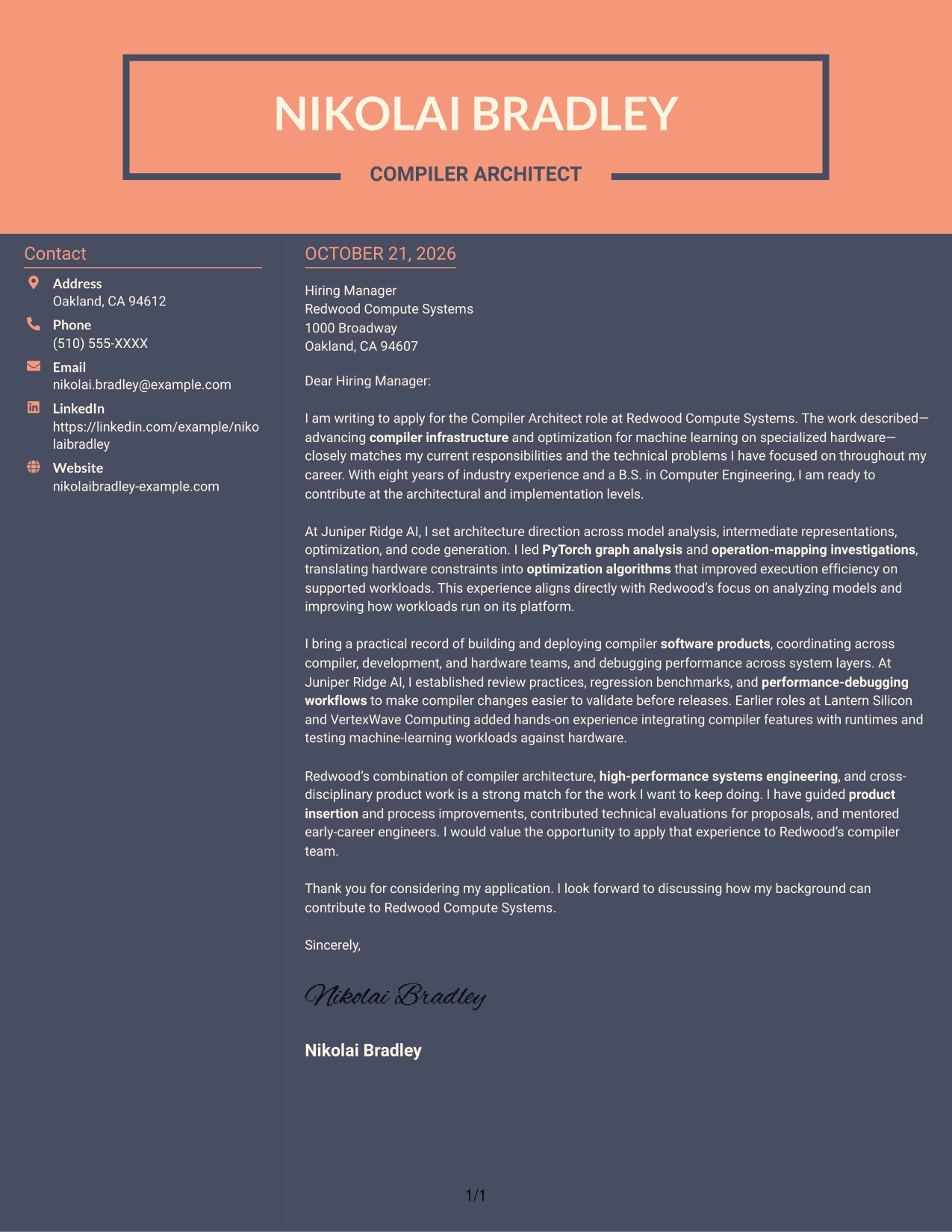 Cover letter example — page 1