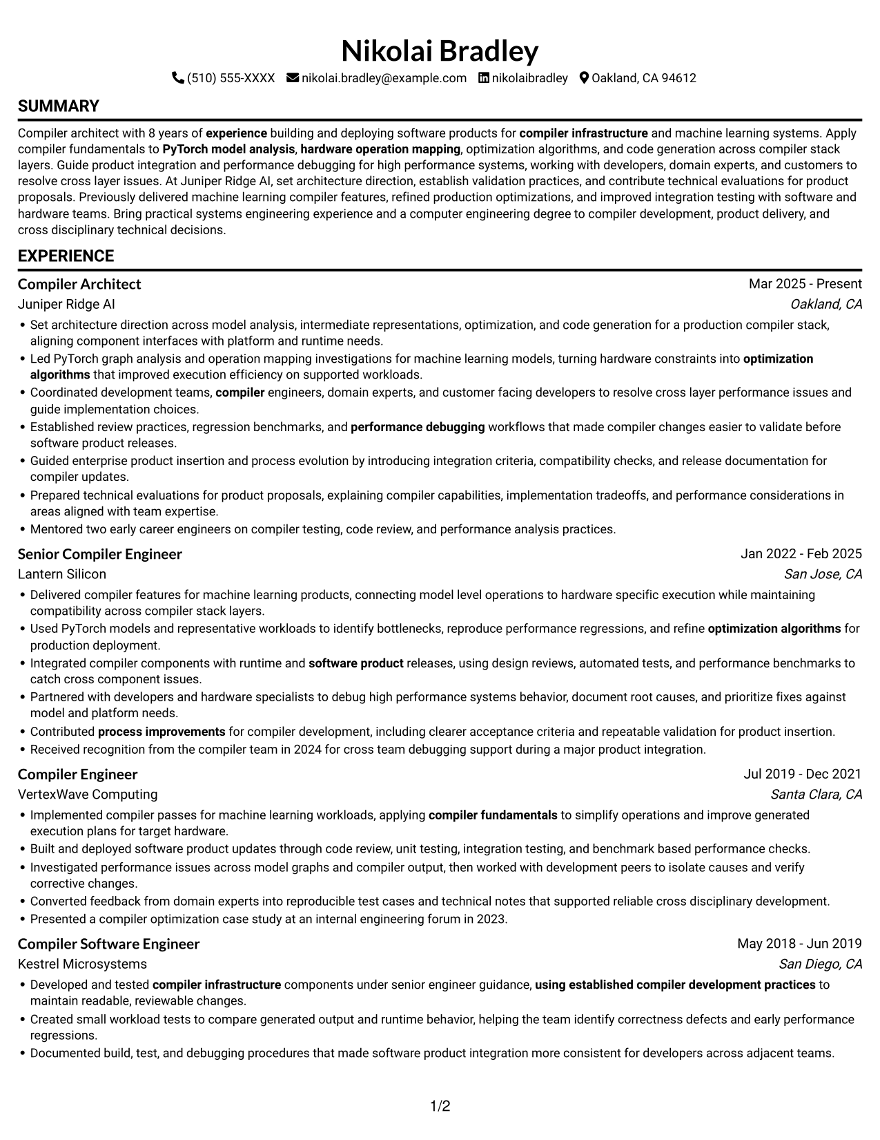 Resume example — page 1