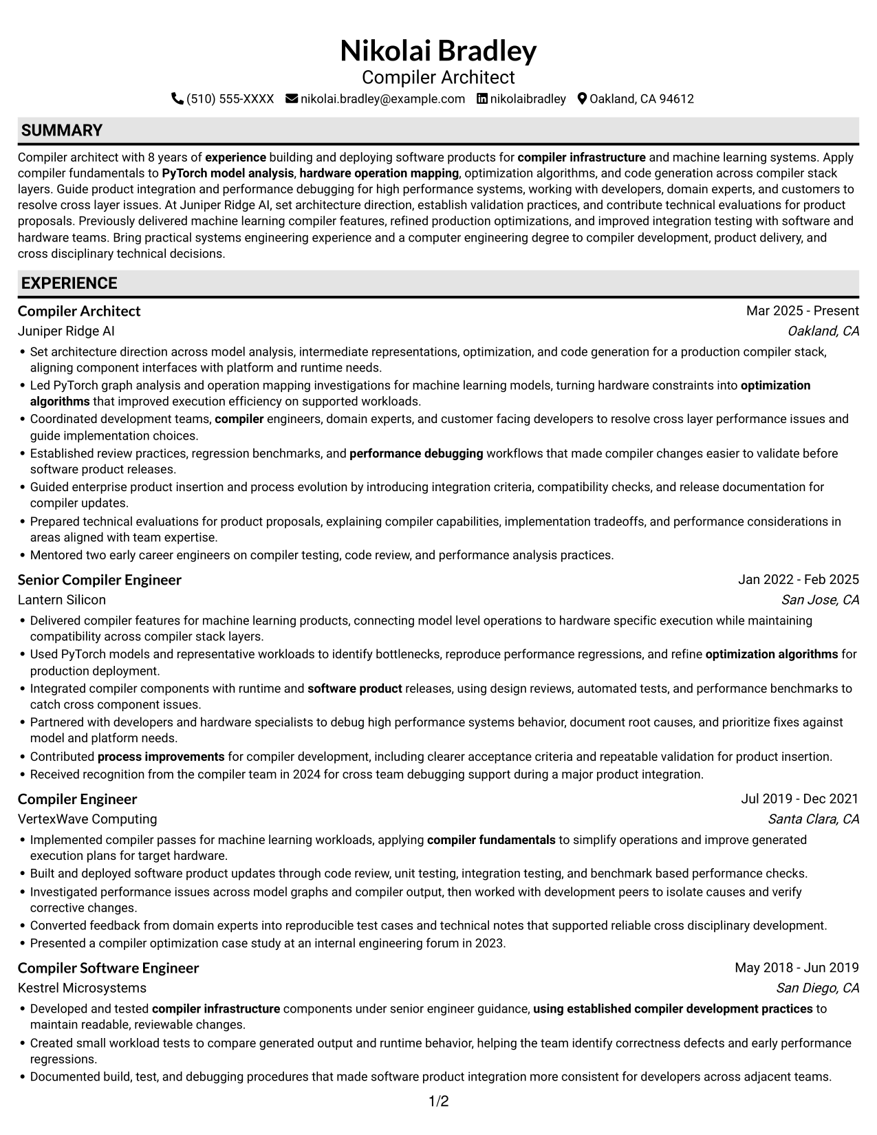 Resume example — page 1