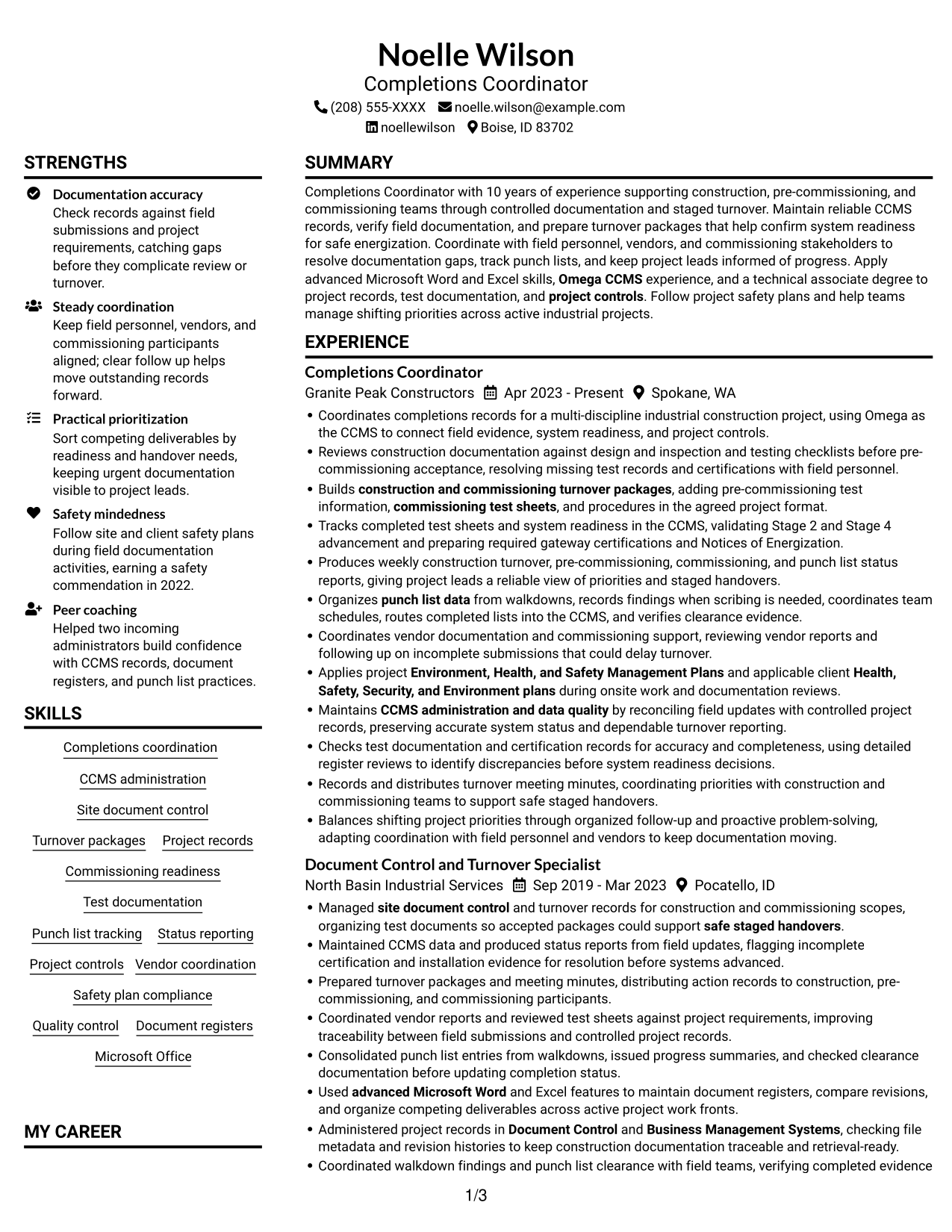 Resume example — page 1