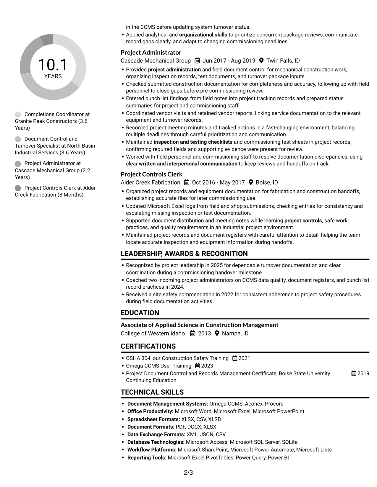 Resume example — page 2
