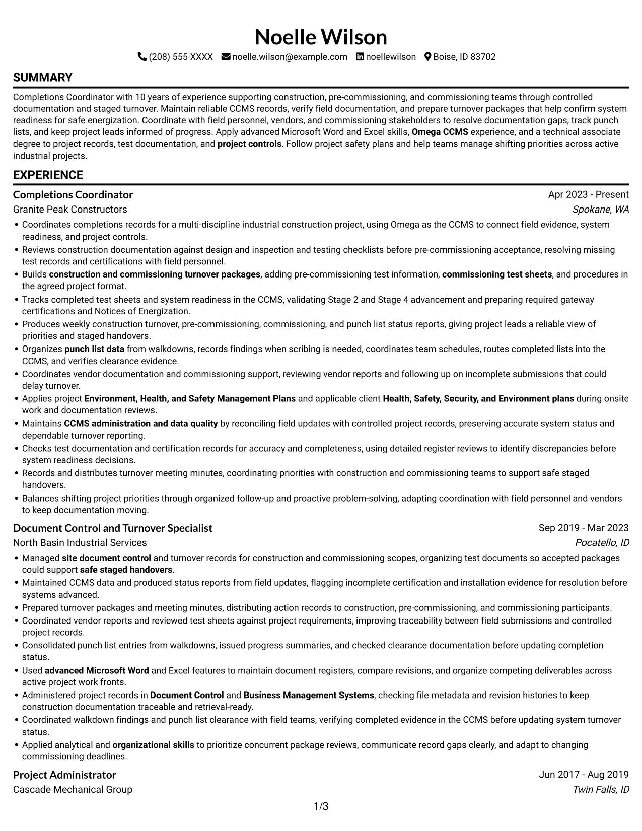 Resume example — page 1