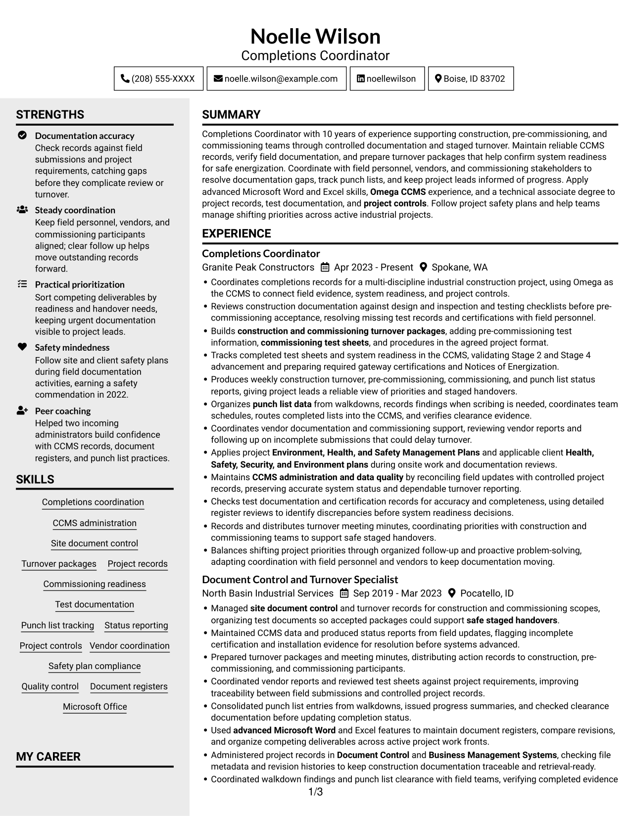 Resume example — page 1