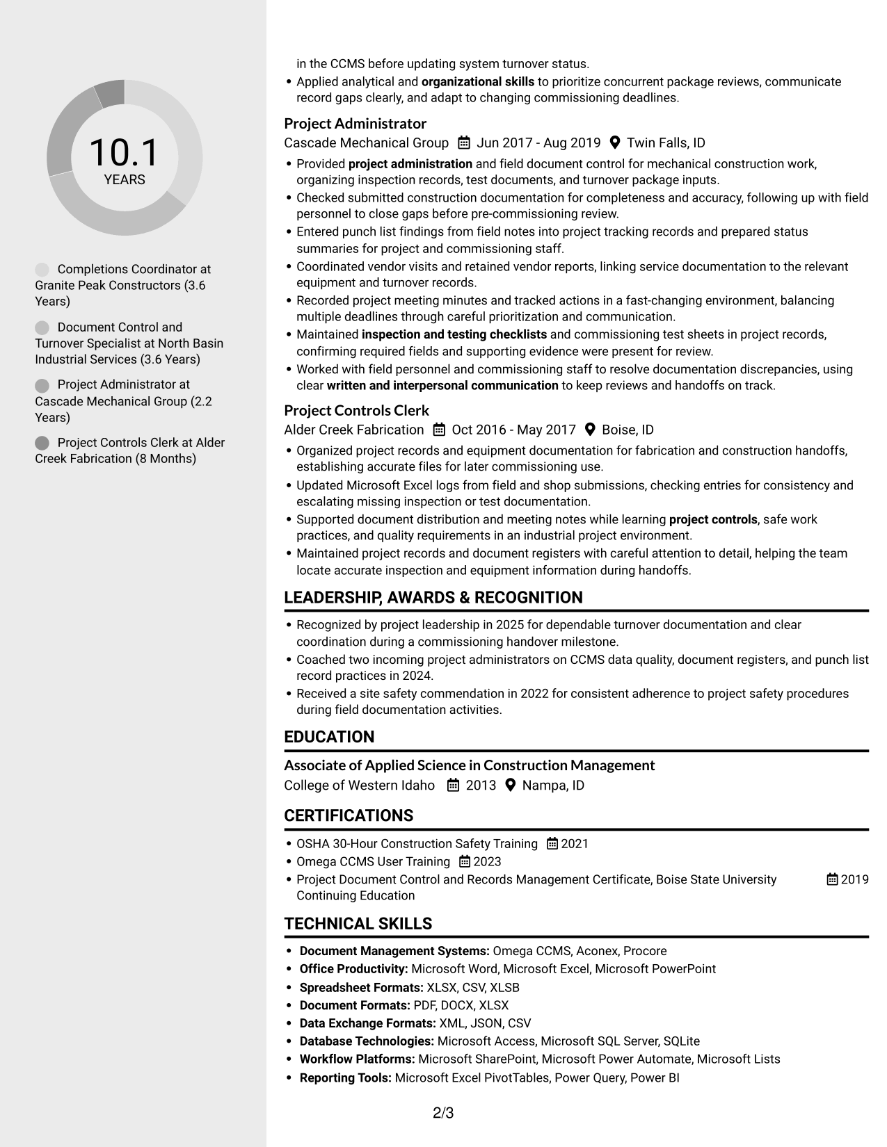 Resume example — page 2