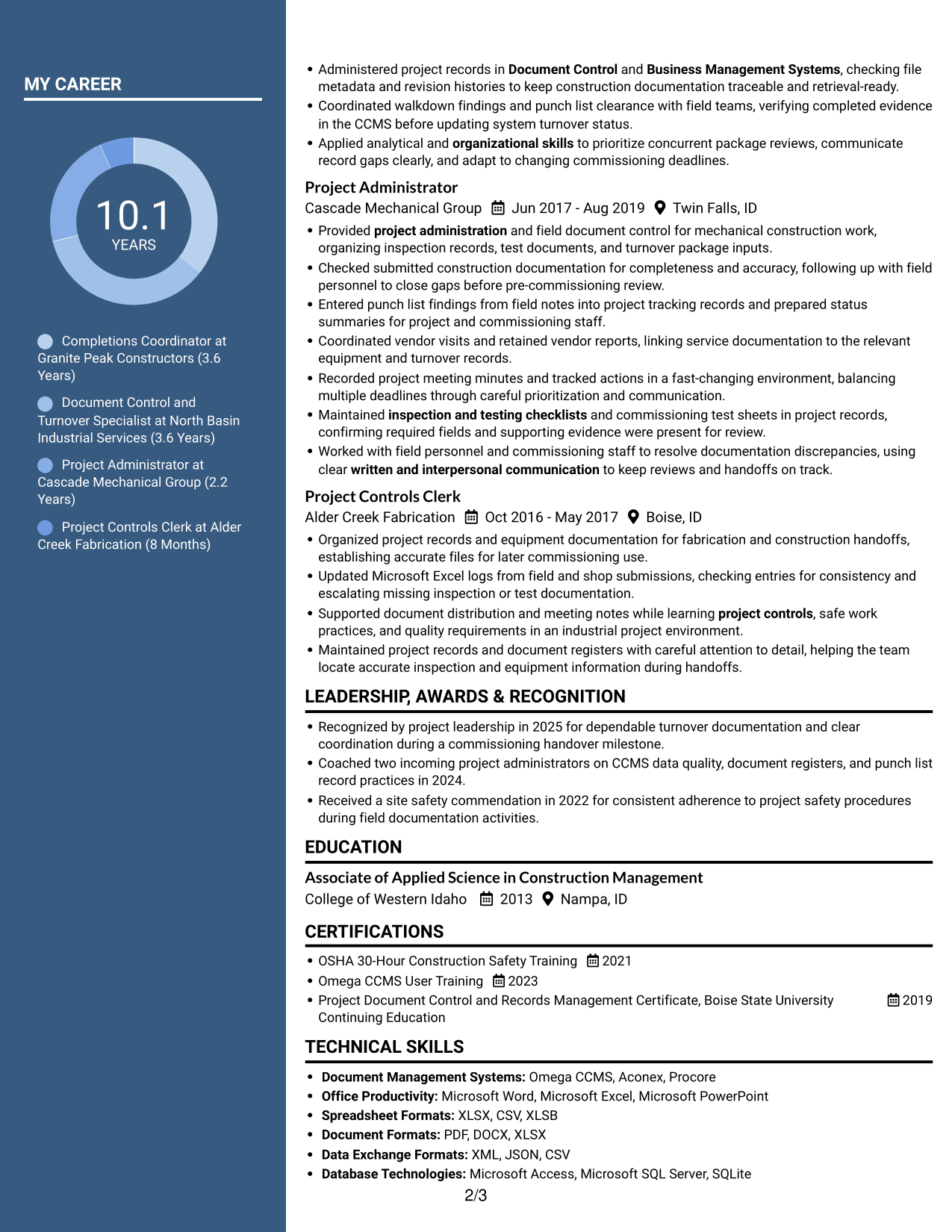Resume example — page 2