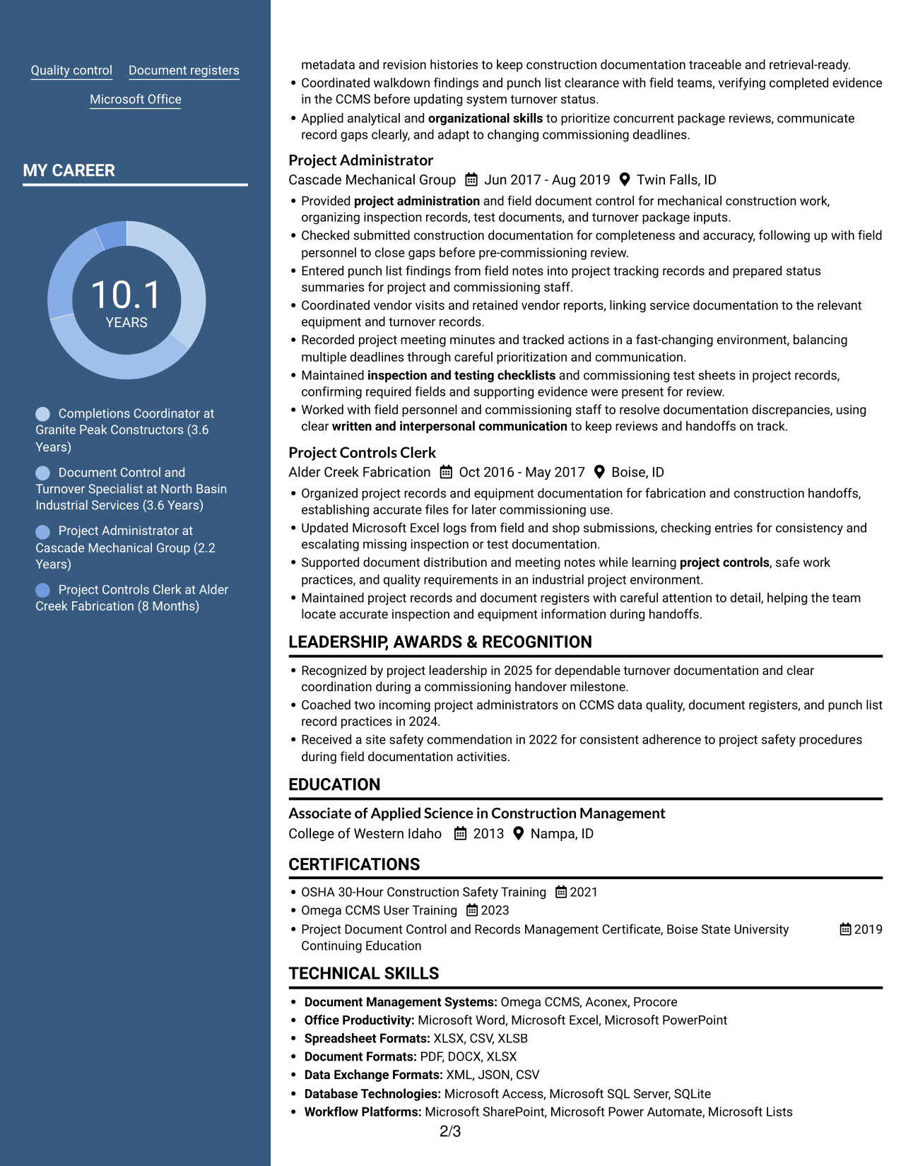 Resume example — page 2