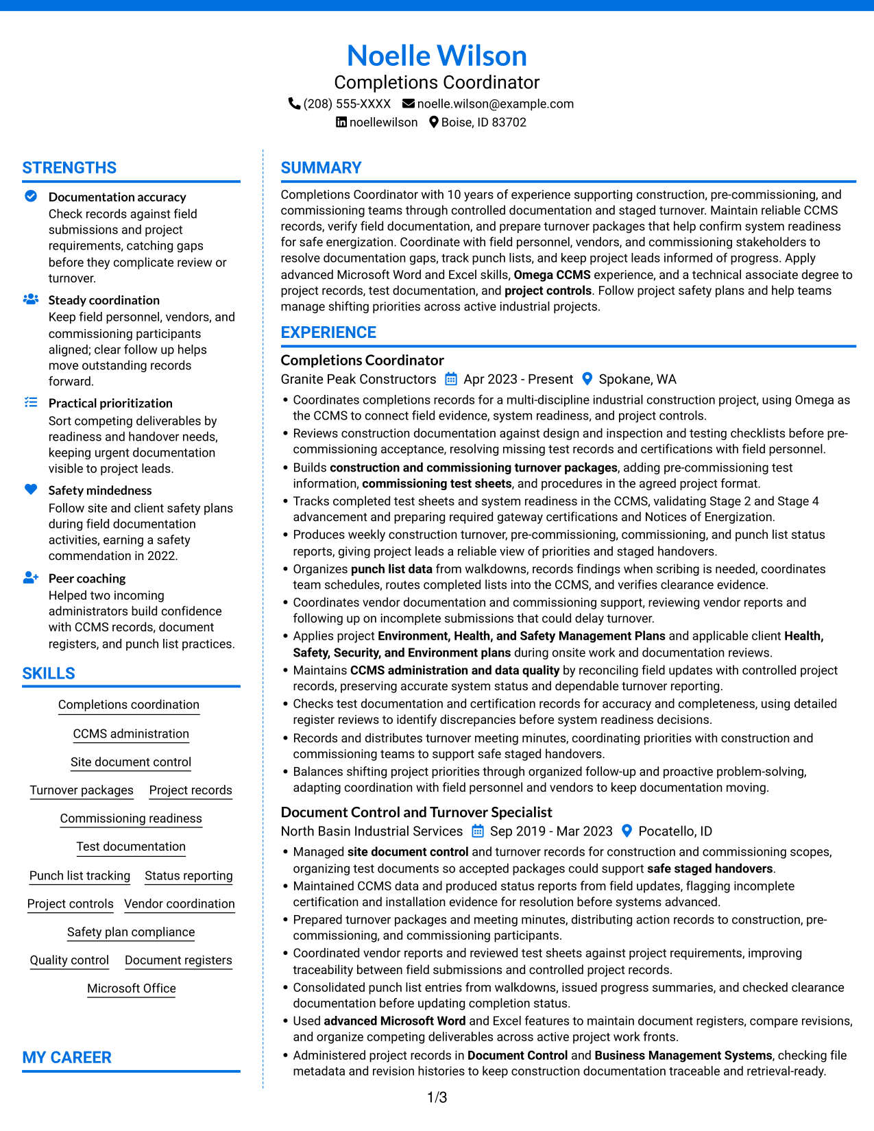Resume example — page 1