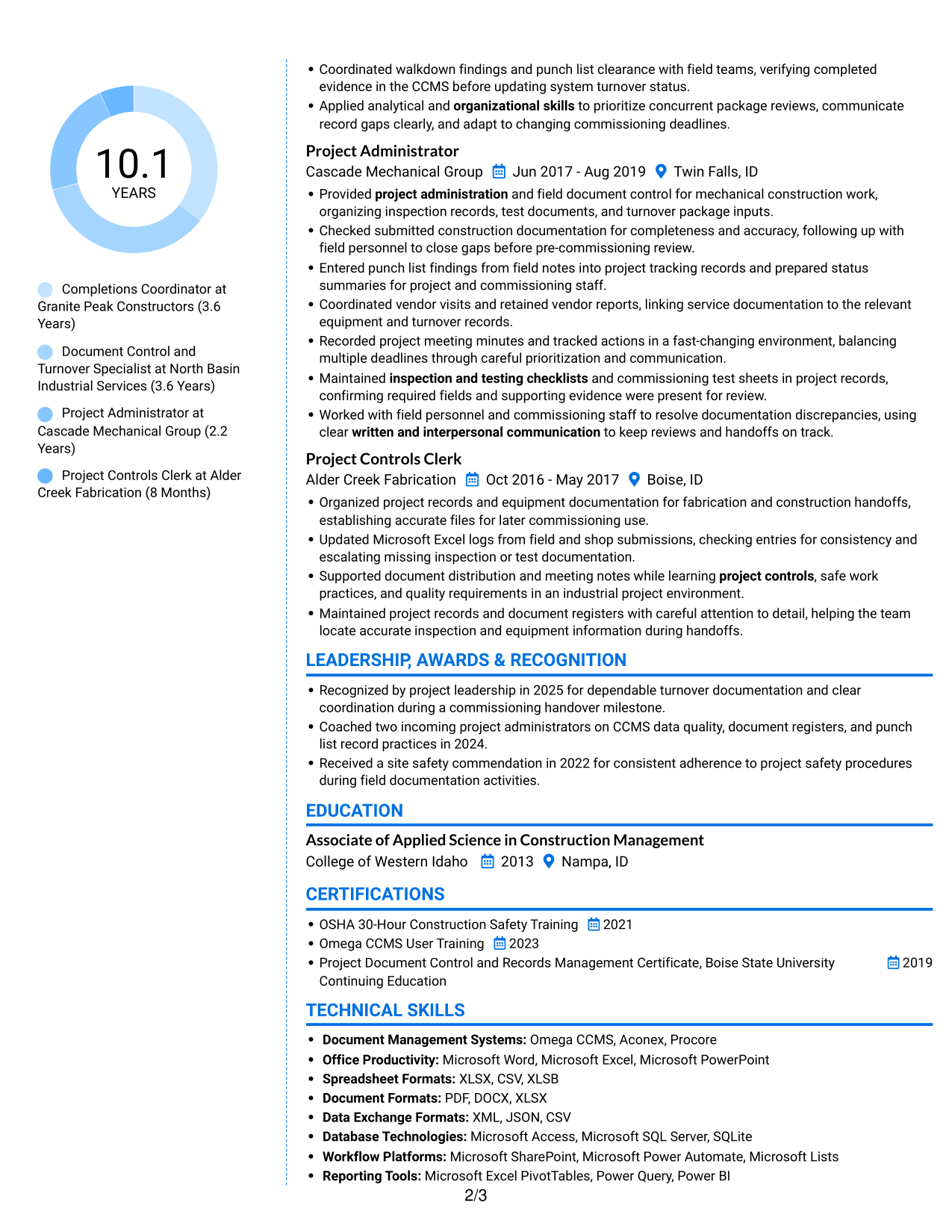 Resume example — page 2