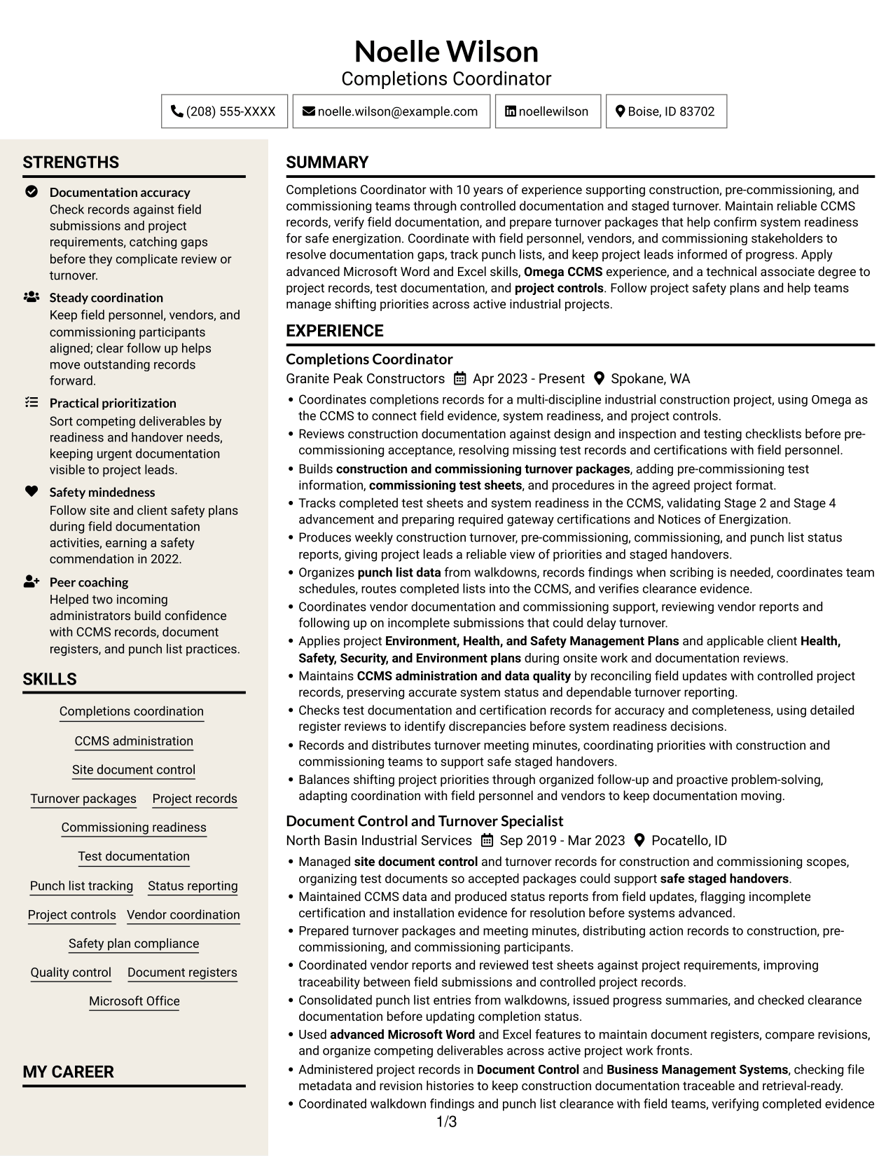 Resume example — page 1