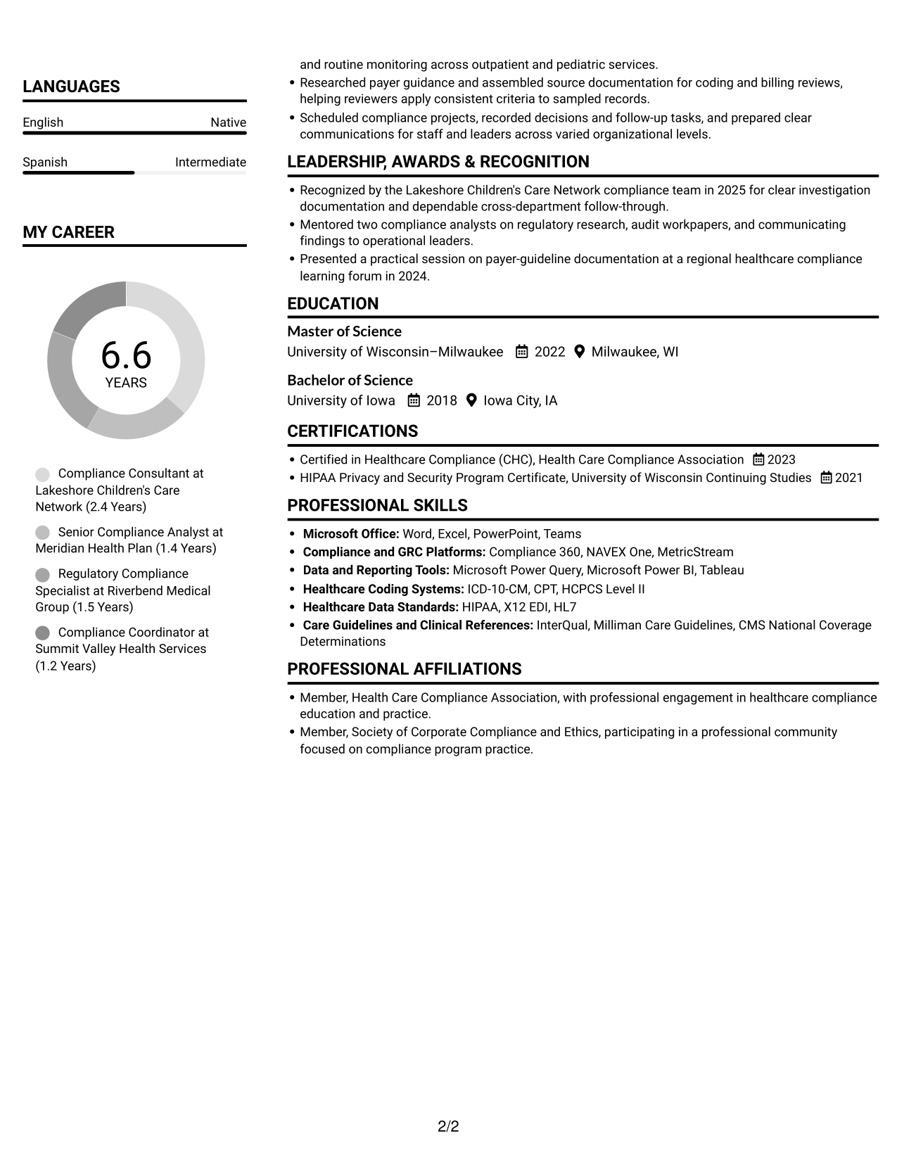 Resume example — page 2