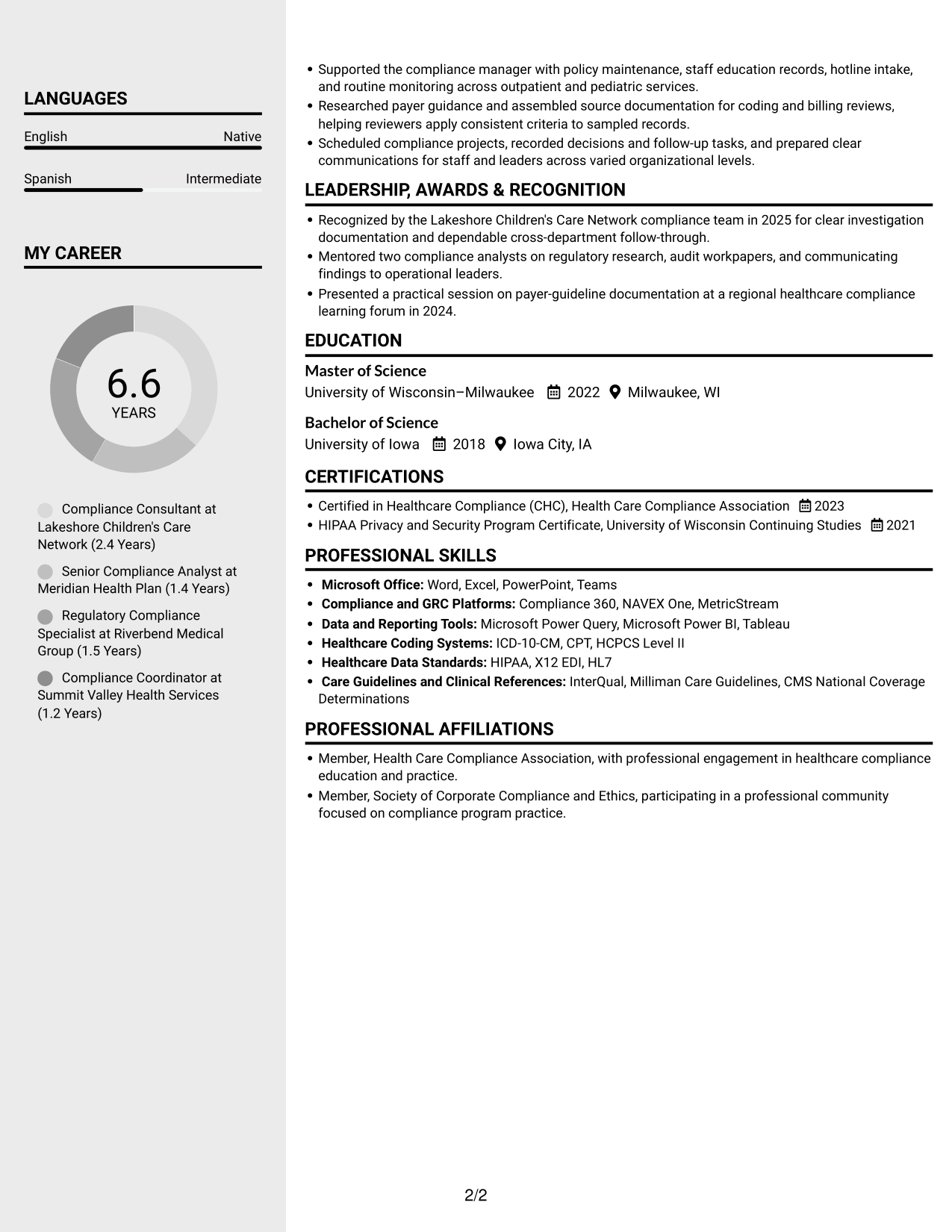 Resume example — page 2