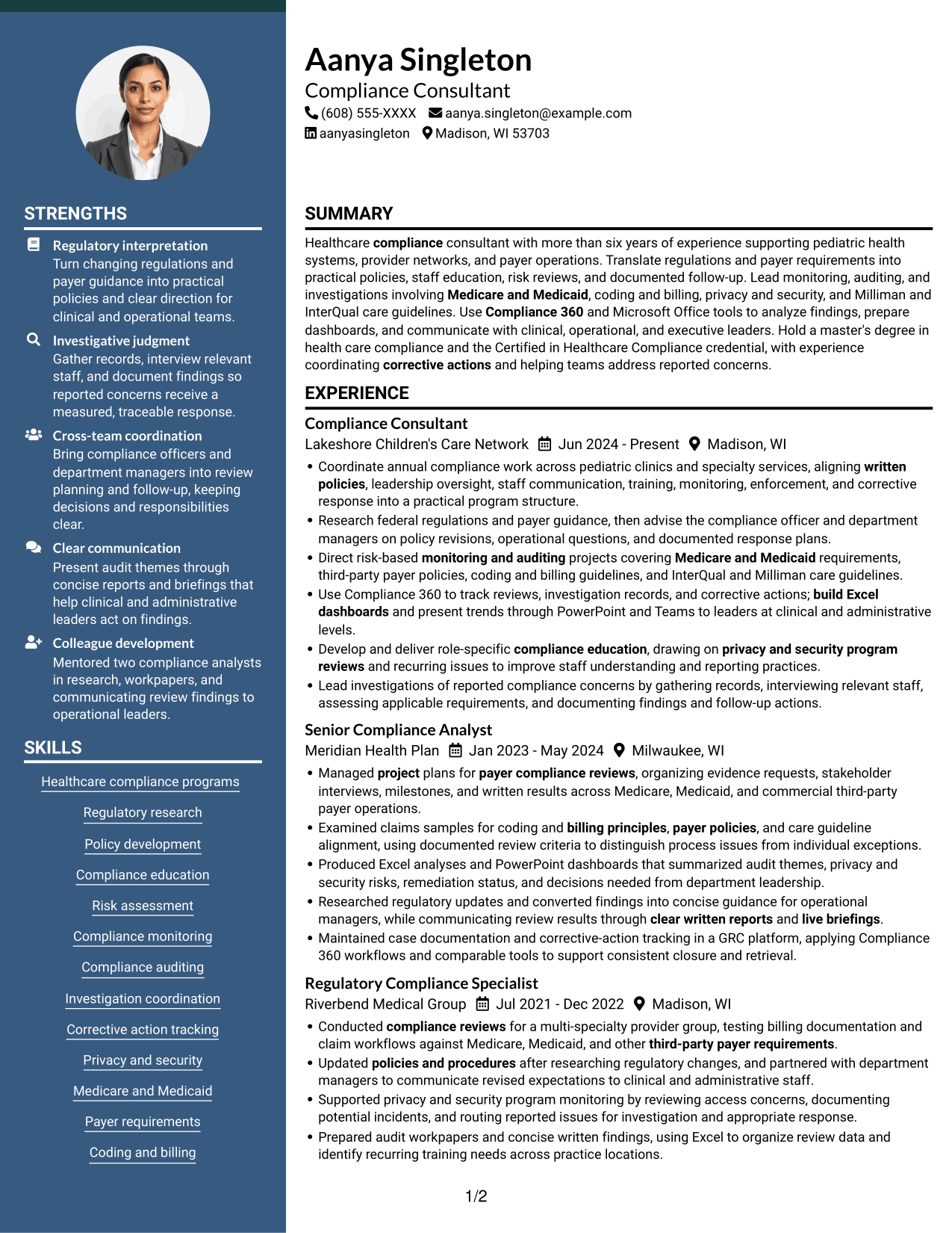 Resume example — page 1