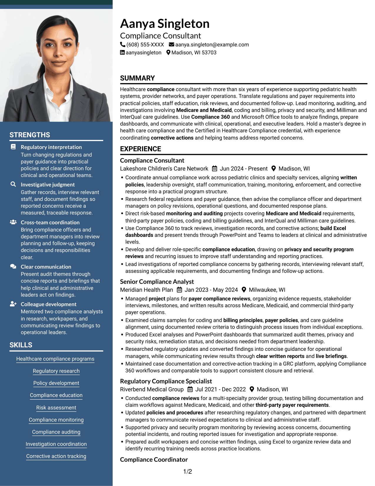 Resume example — page 1