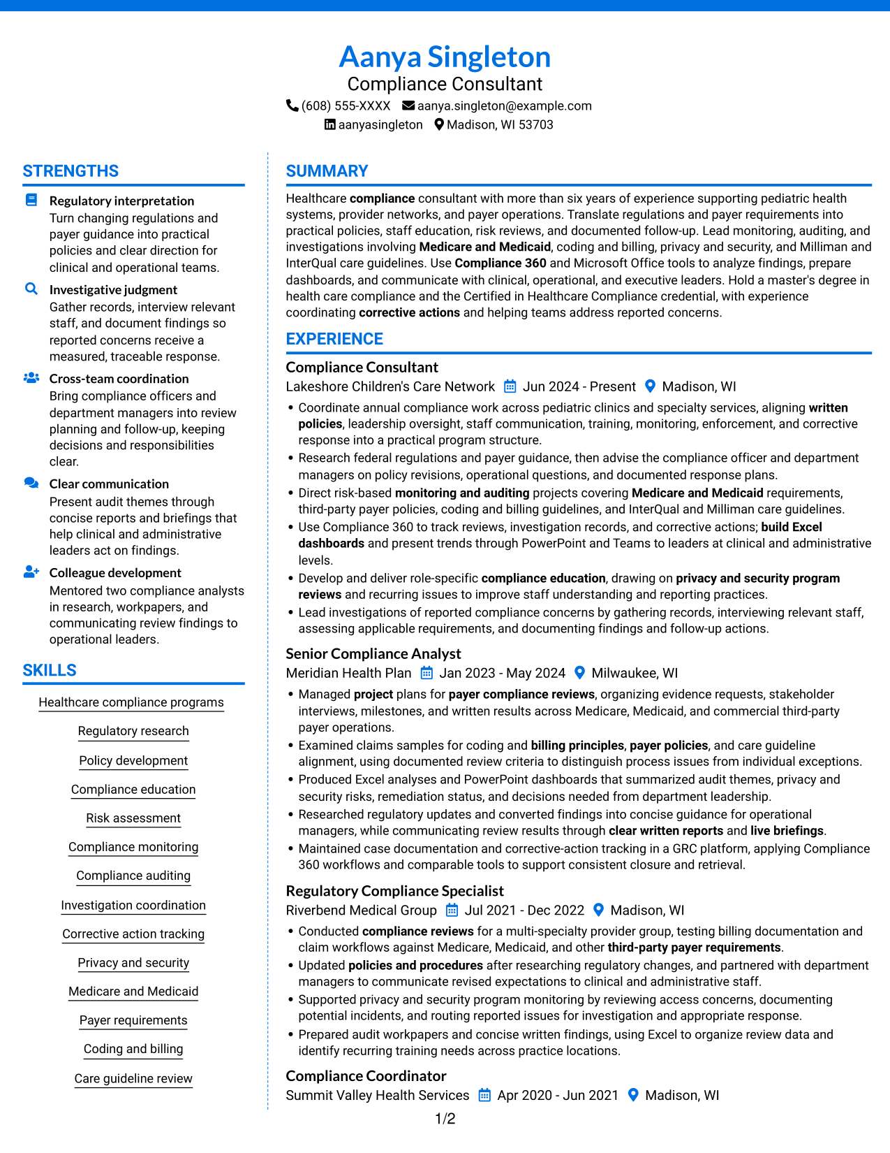 Resume example — page 1