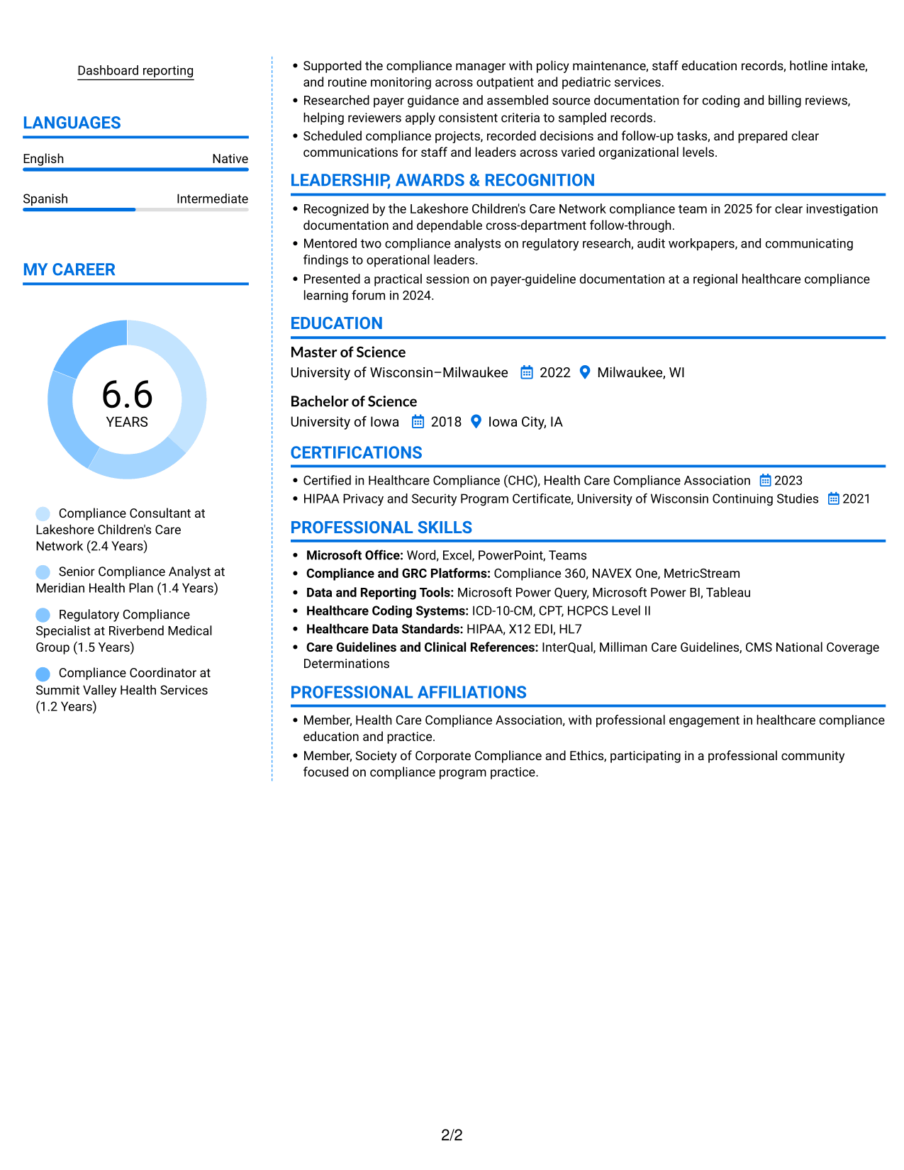 Resume example — page 2