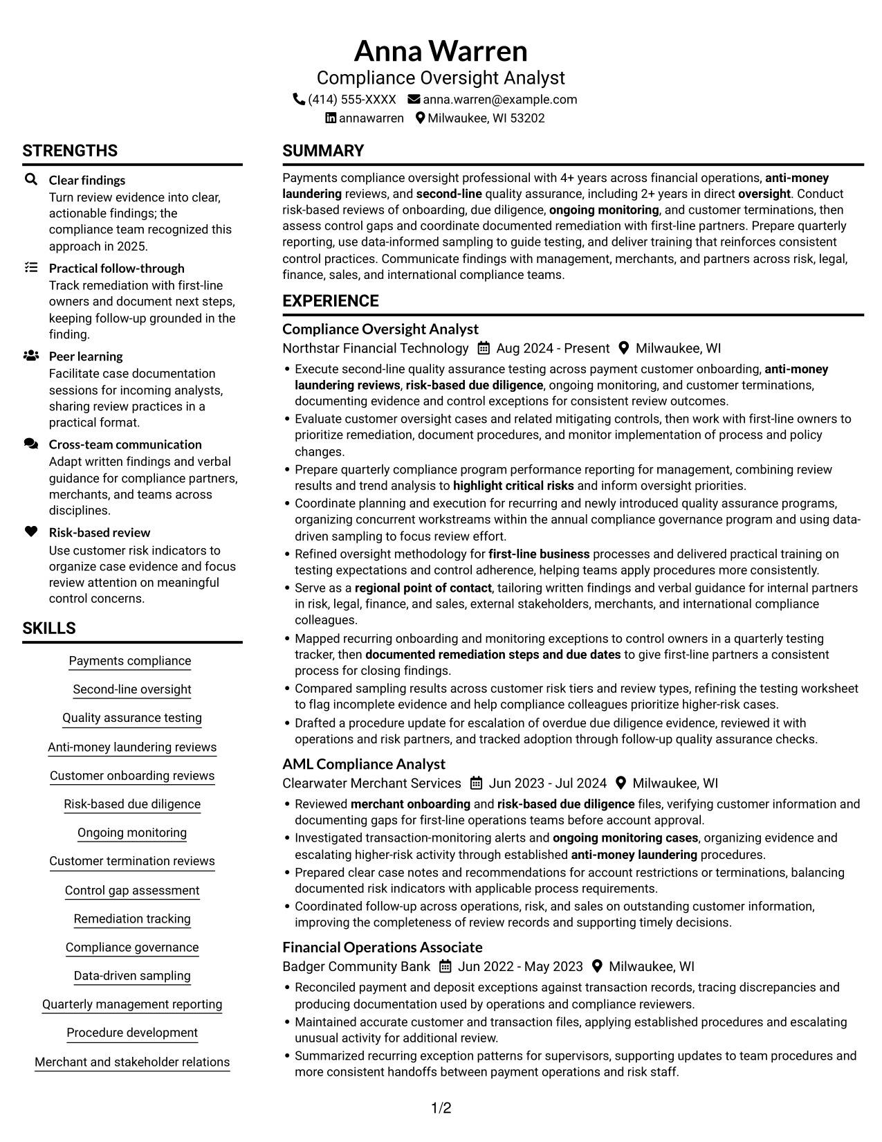 Resume example — page 1