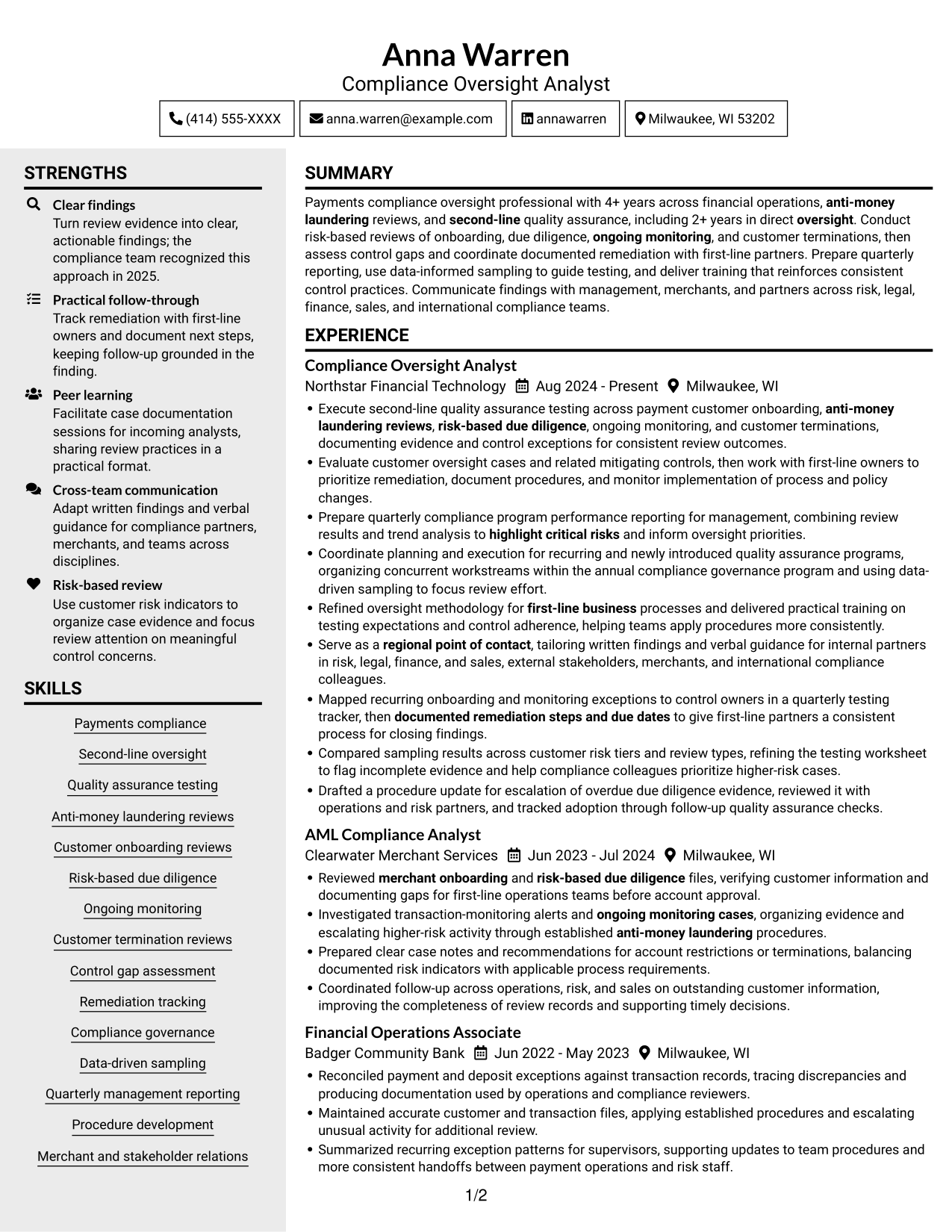 Resume example — page 1