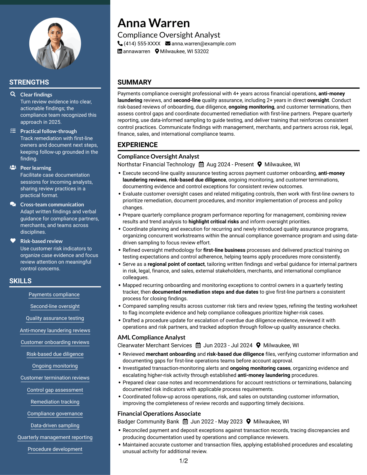 Resume example — page 1
