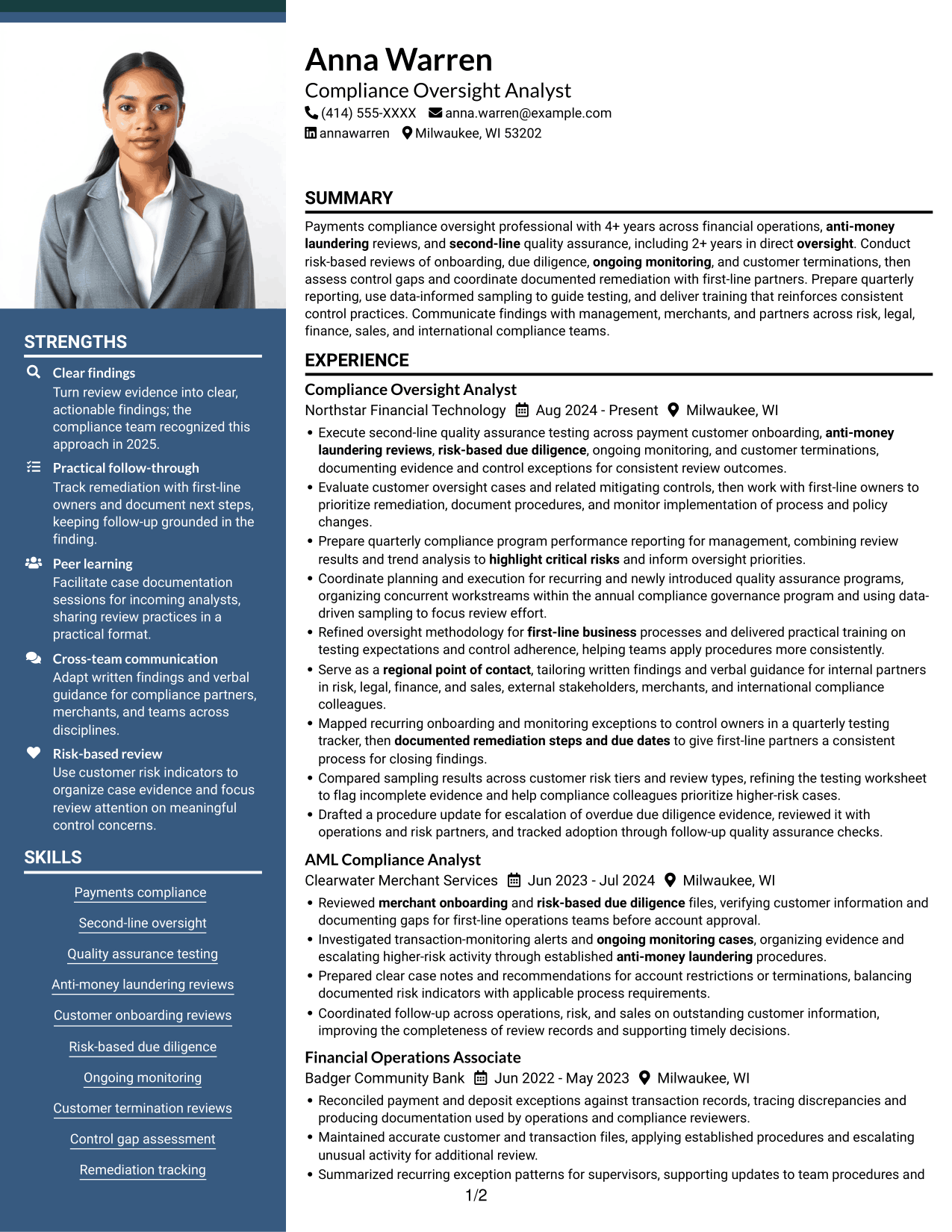 Resume example — page 1